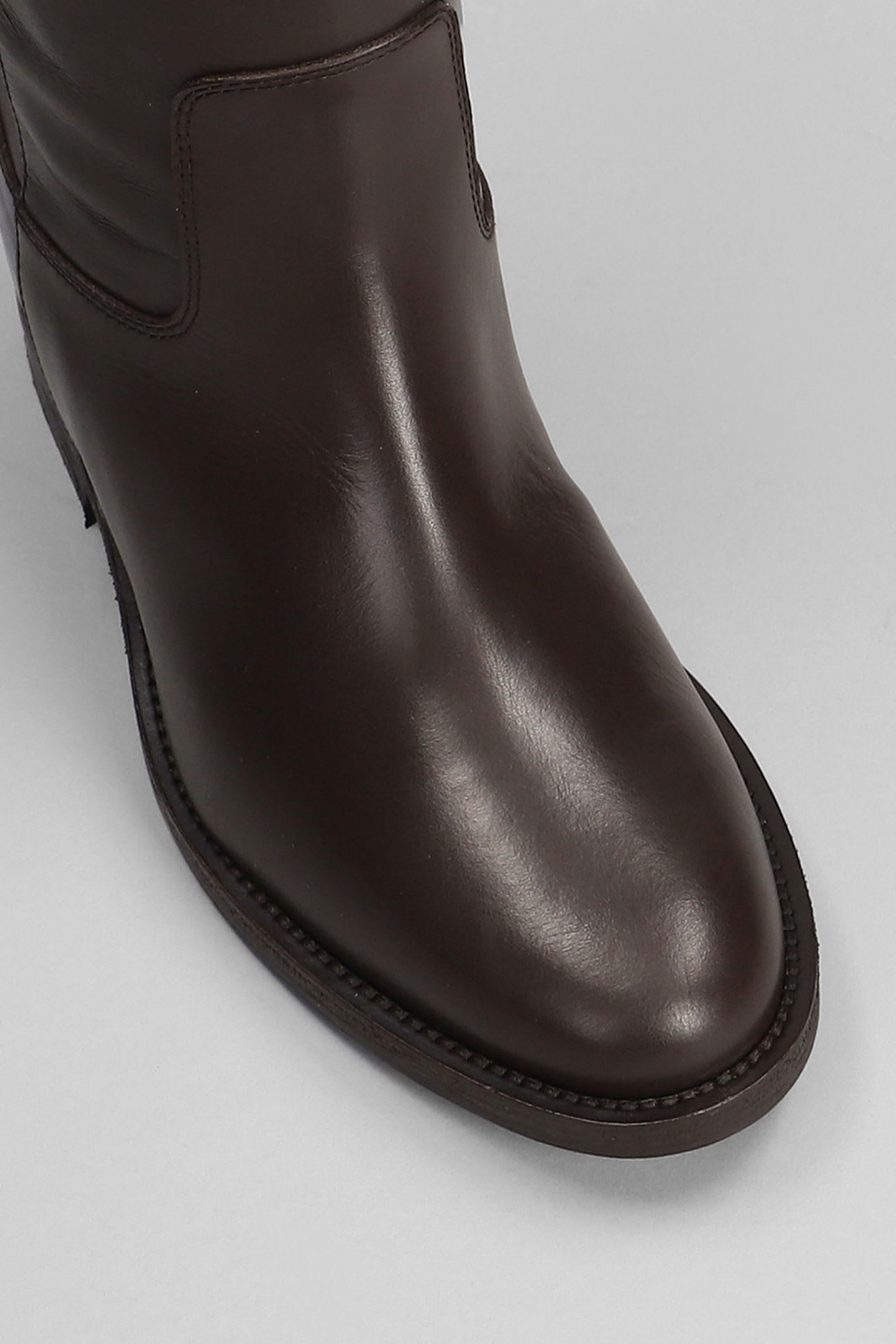 Via Roma 15 Woman Boot Dark Brown Size 7.5 Leather In Multi