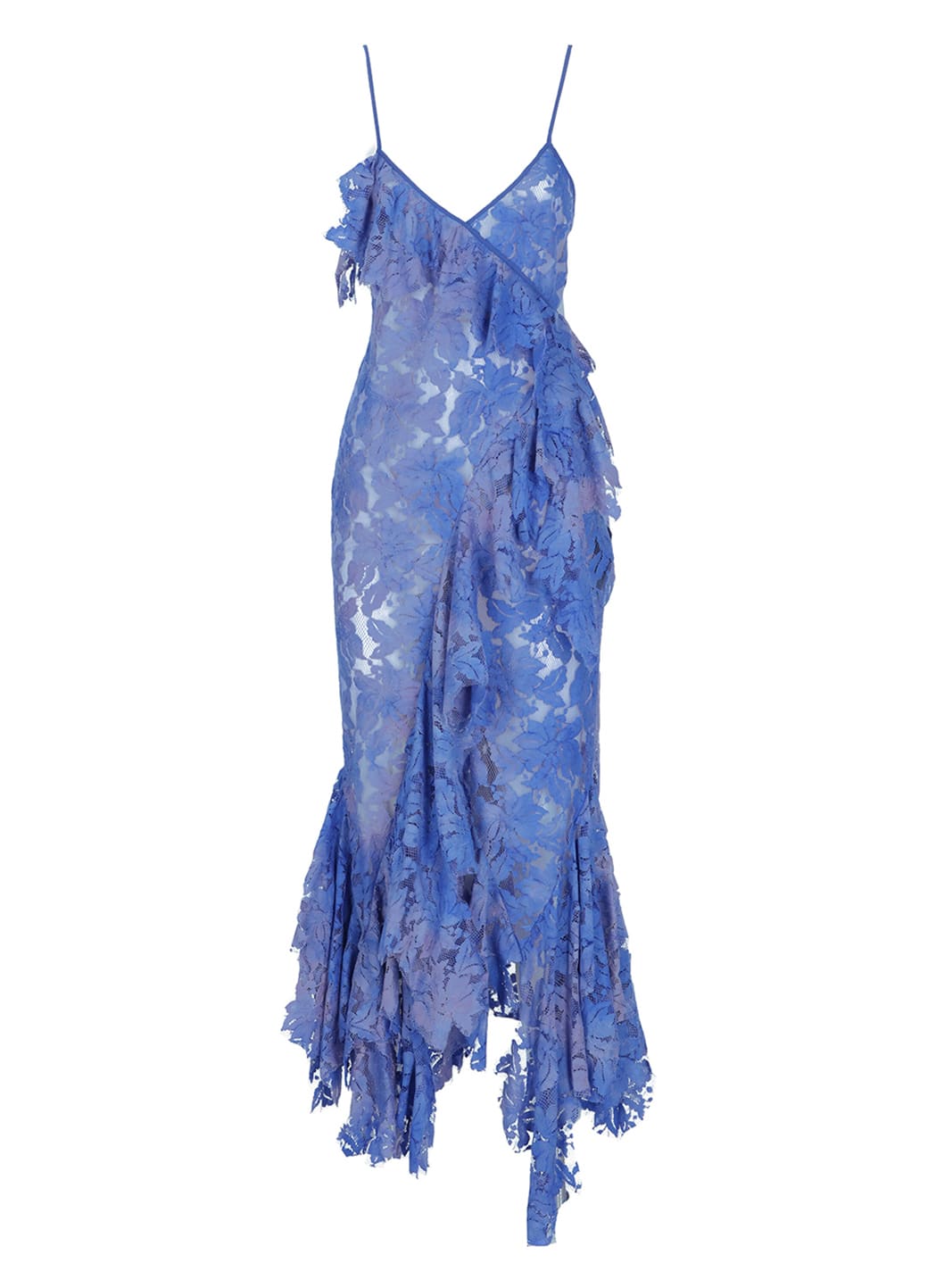 Attico Thelma Ruffle Godet-hem Lace Midi Dress