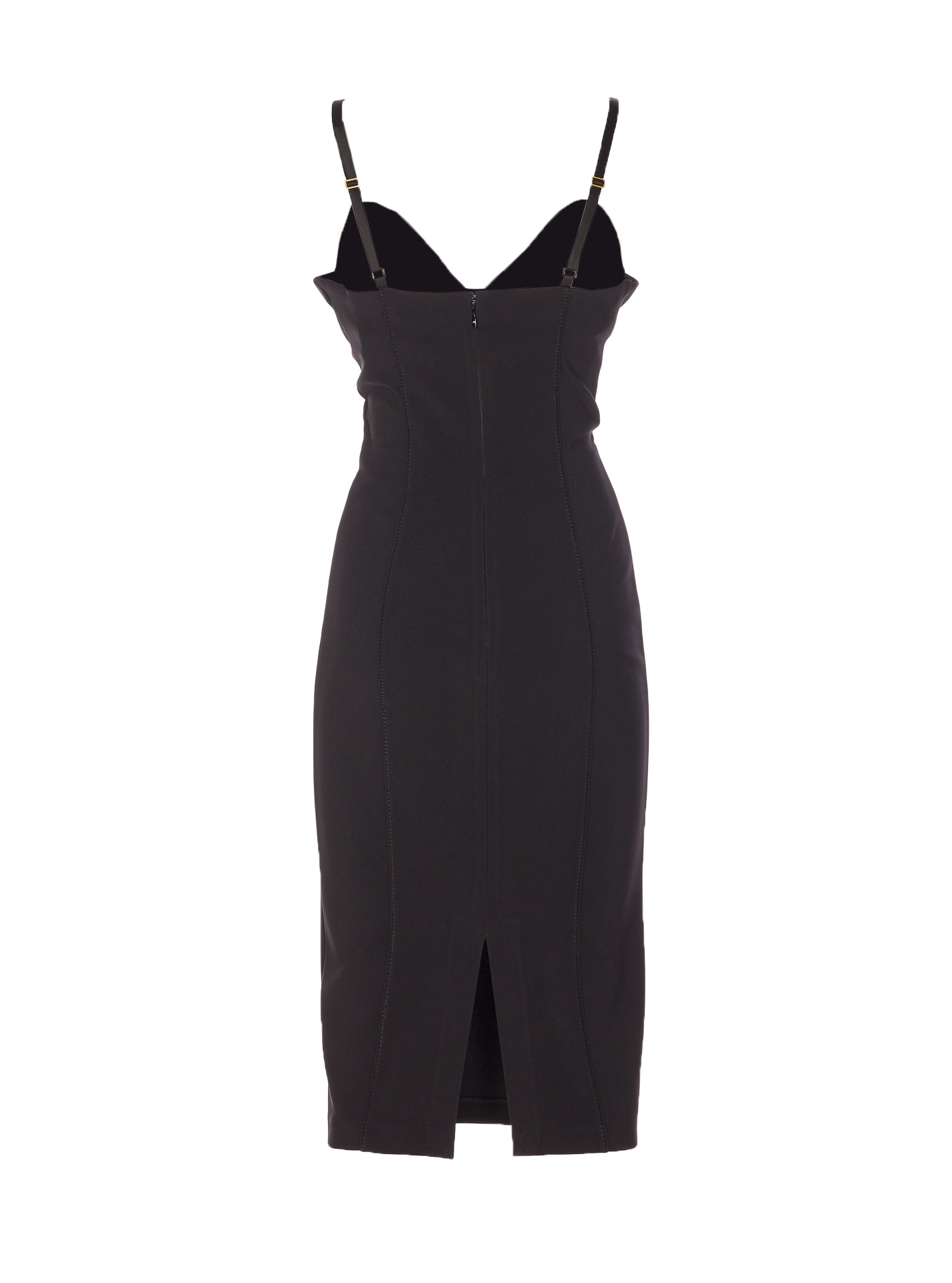 Elisabetta Franchi Black Midi Pencil Dress With A Back Slit In Black