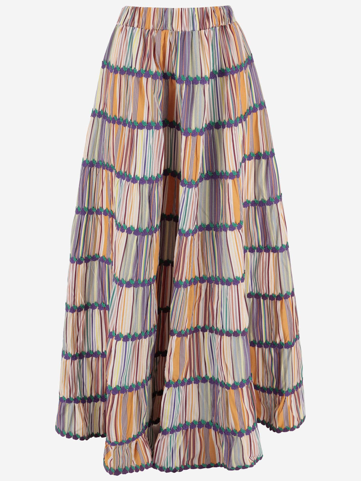 Cotton Skirt With Striped Pattern