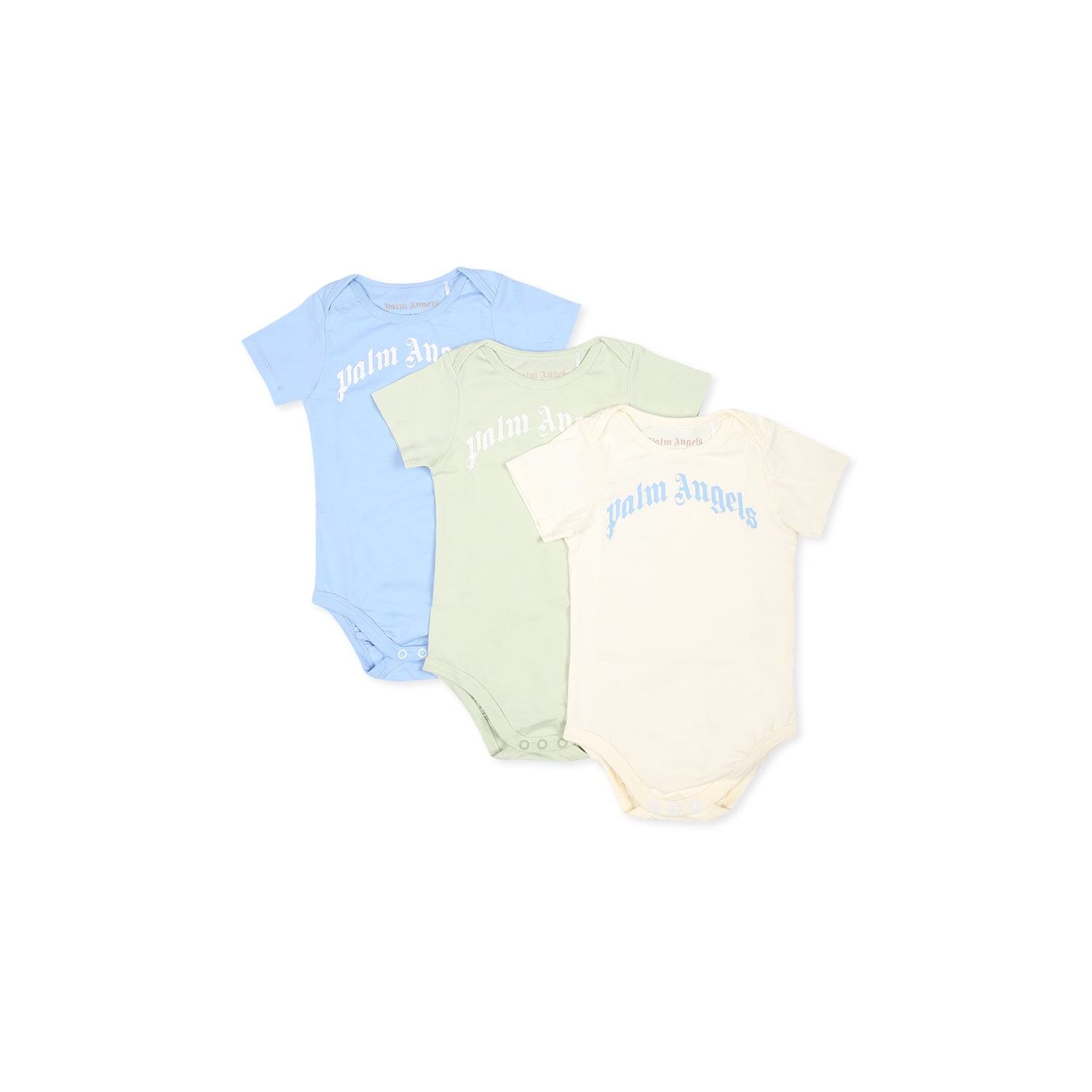 Palm Angels Multicolor Bodysuit Set For Baby Boy With Logo In Multicolor