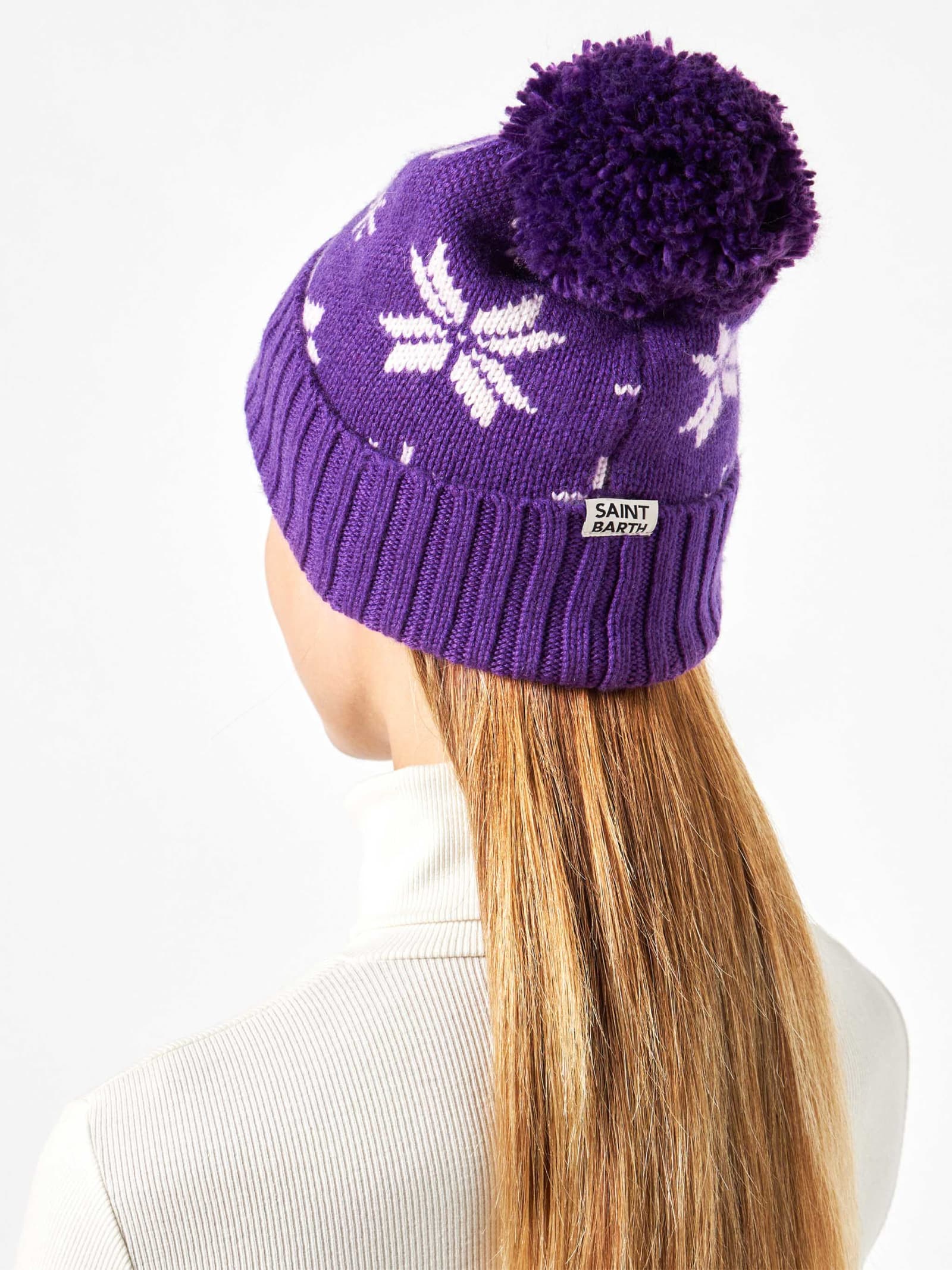 Mc2 Saint Barth Woman Purple Beanie With Norwegian Pattern In Purple