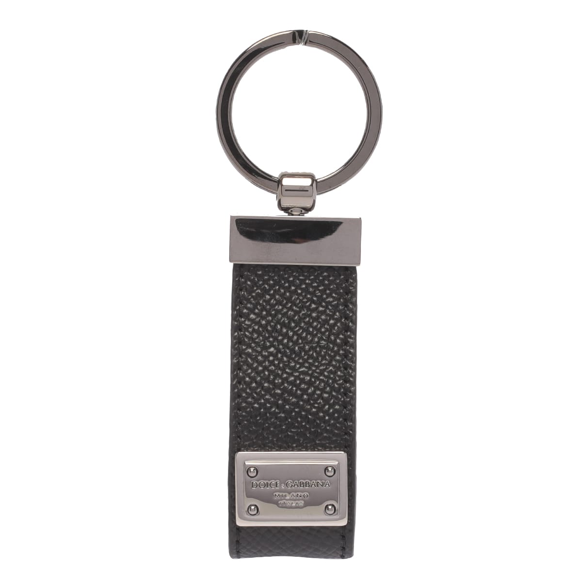 Shop Dolce & Gabbana Logo Plaque Keyring In Nero