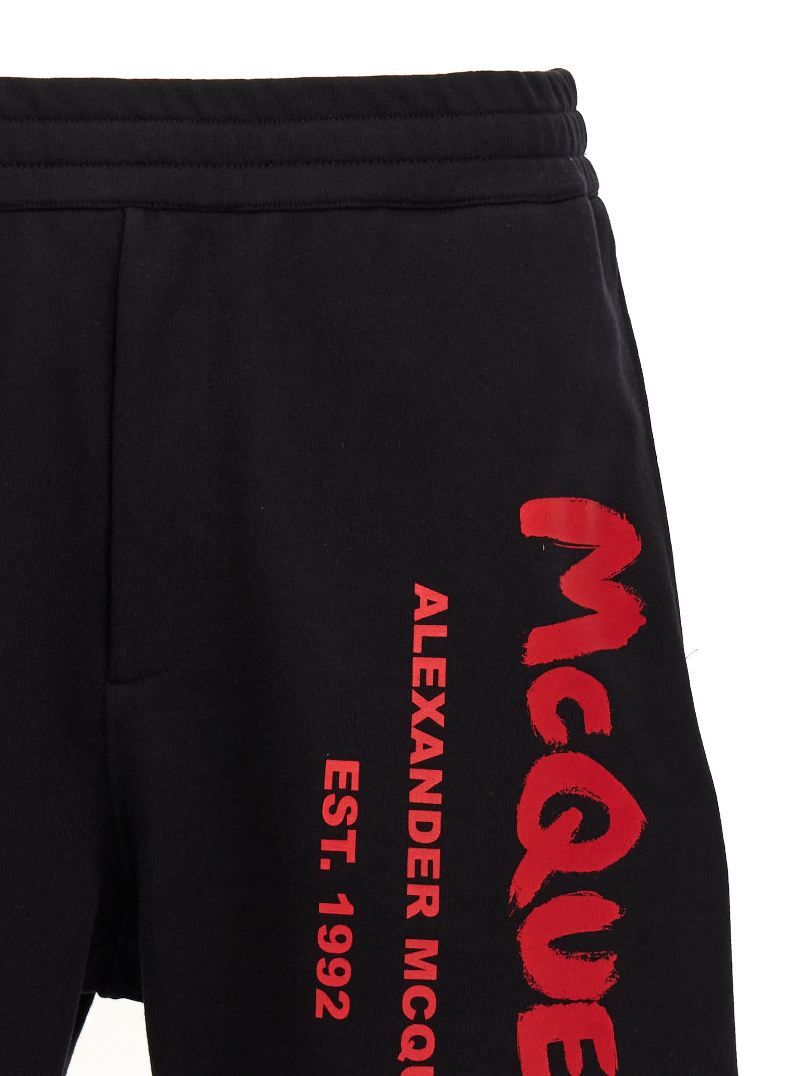 Shop Alexander Mcqueen Graffiti Bermuda Shorts In Black