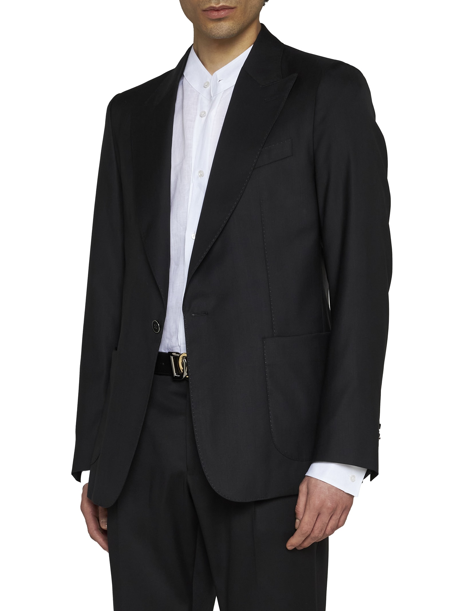 Dolce & Gabbana Black Wool And Silk Miami Single-breasted Blazer In Nero
