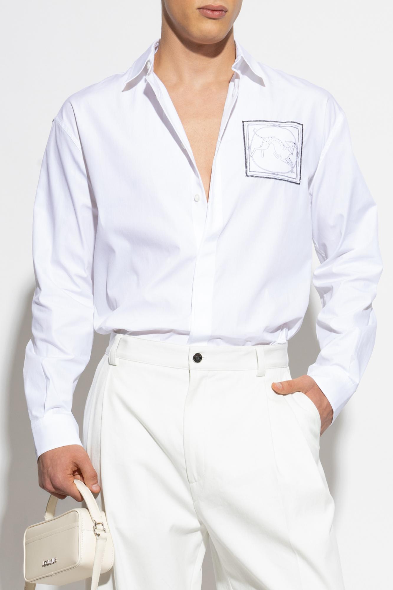 Jacquemus La Chemise Simon Dog Patch Button-up Shirt In White