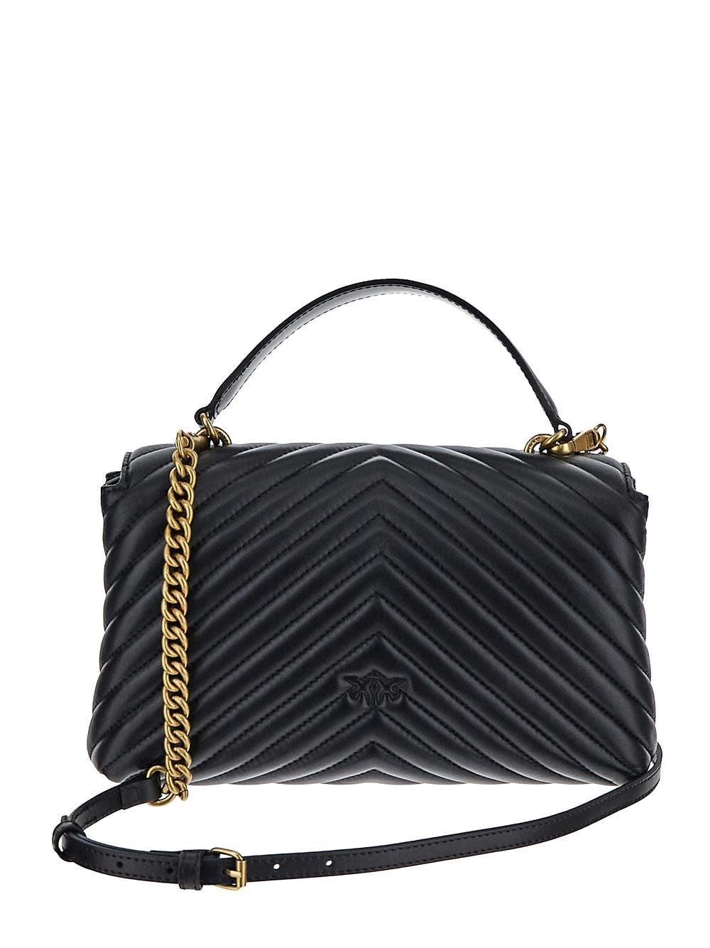 Pinko Love Lady Puff Classic Handbag In Nero/antique