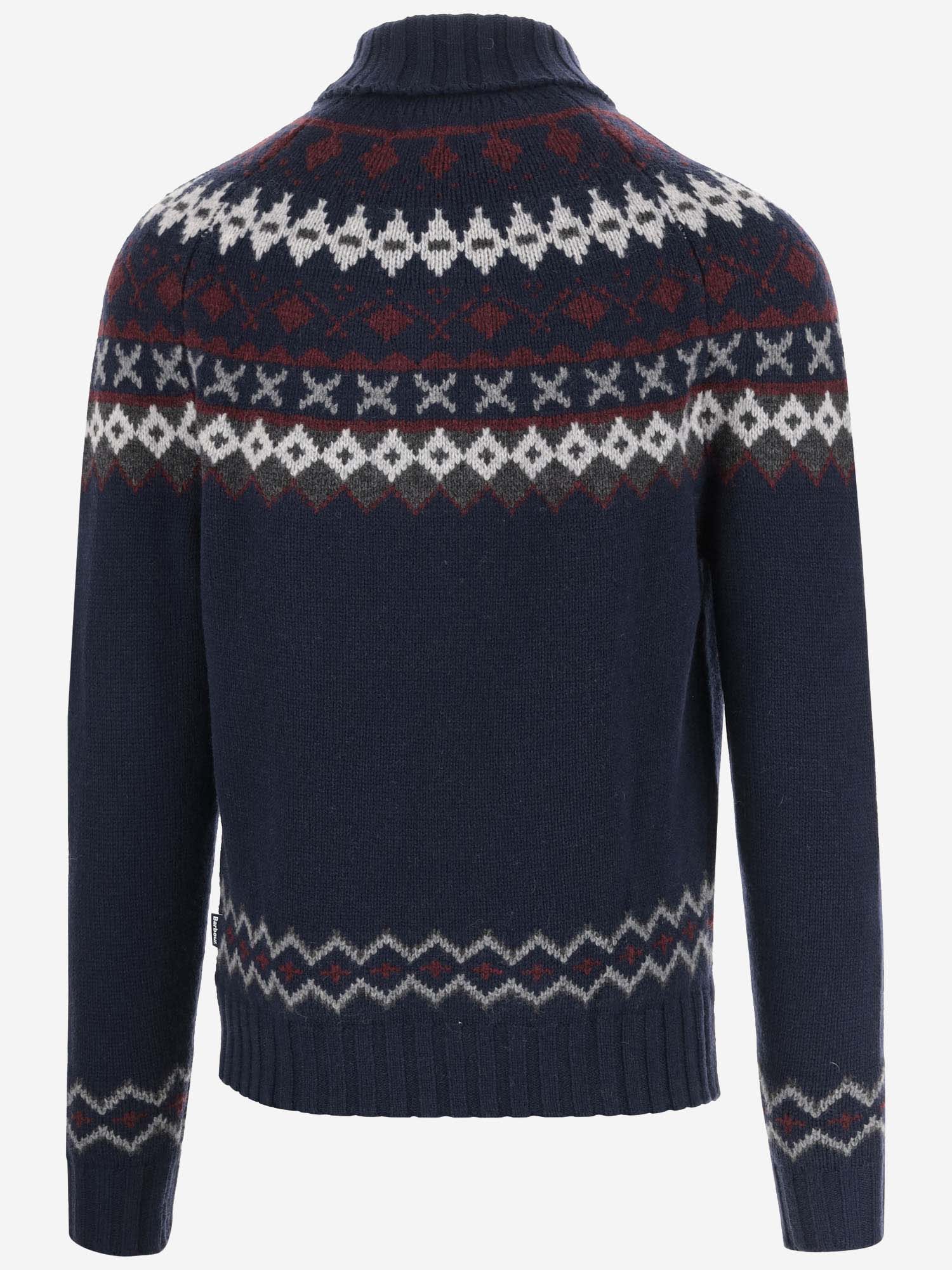 Shop Barbour Wool Sweater With Geometric Pattern In Red