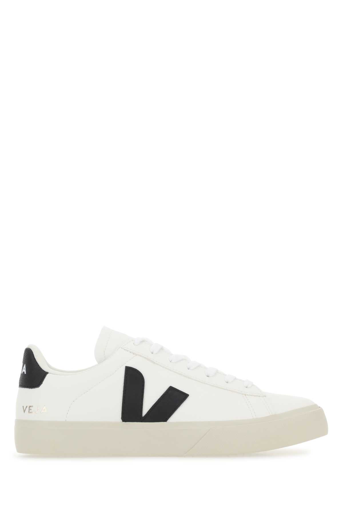 Veja V90 Chromefree Leather Sneakers In Whiteblack