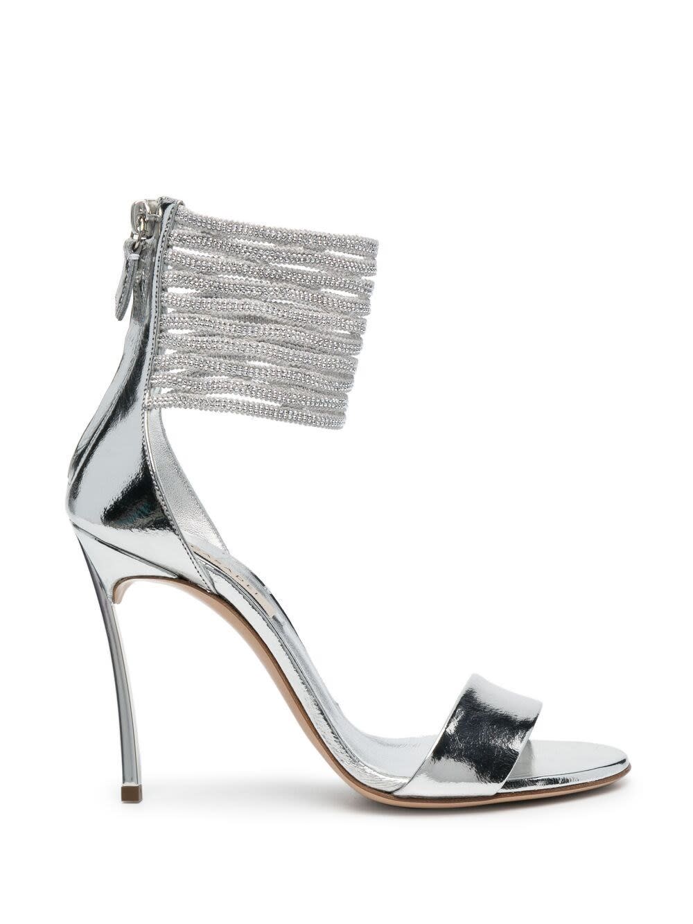 Casadei LAMINATED SILVER LEATHER SANDALS