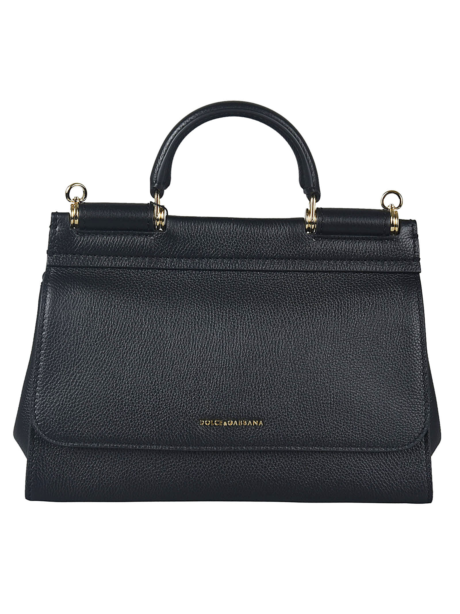 Dolce & Gabbana Logo Front Detail Wide Tote In Black