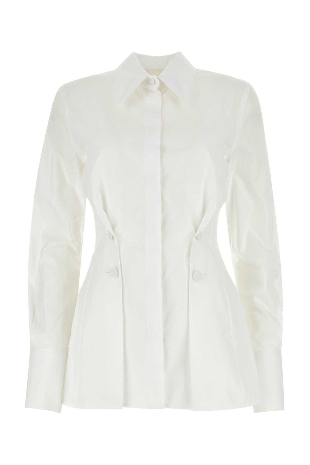 Shop Givenchy Pleated Effect Poplin Shirt In White