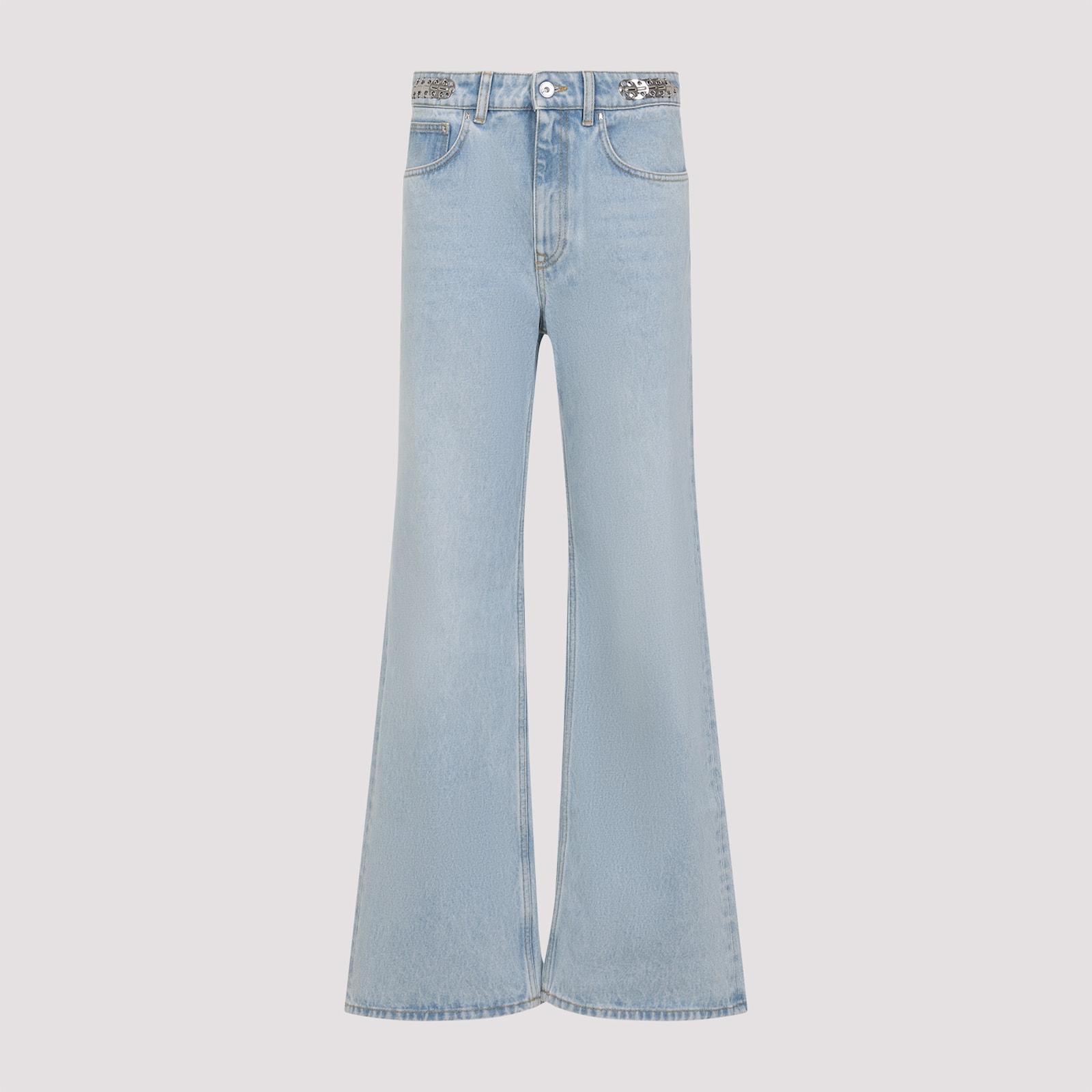 Rabanne Flared High-waisted Blue Denim Jeans In Lightbluedenim