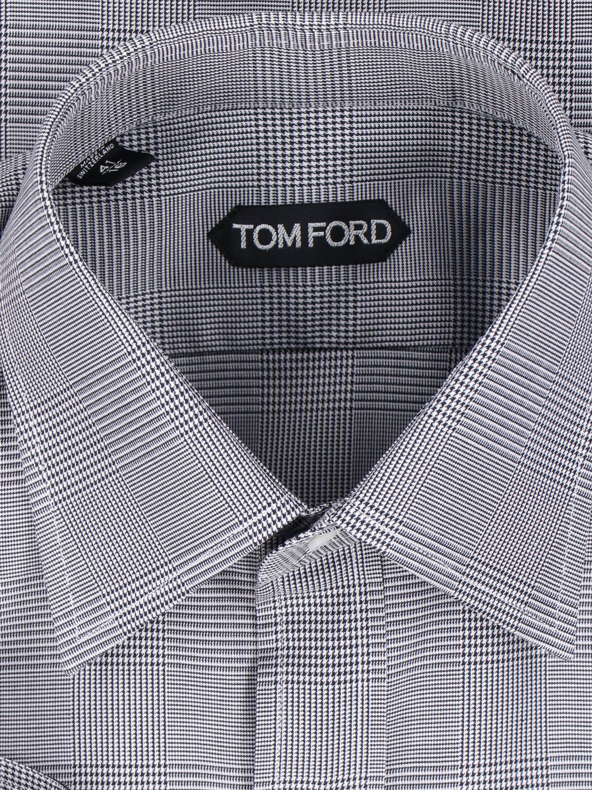 Tom Ford Long Sleeve Checkered Shirt With Buttoned Cuffs In Gray