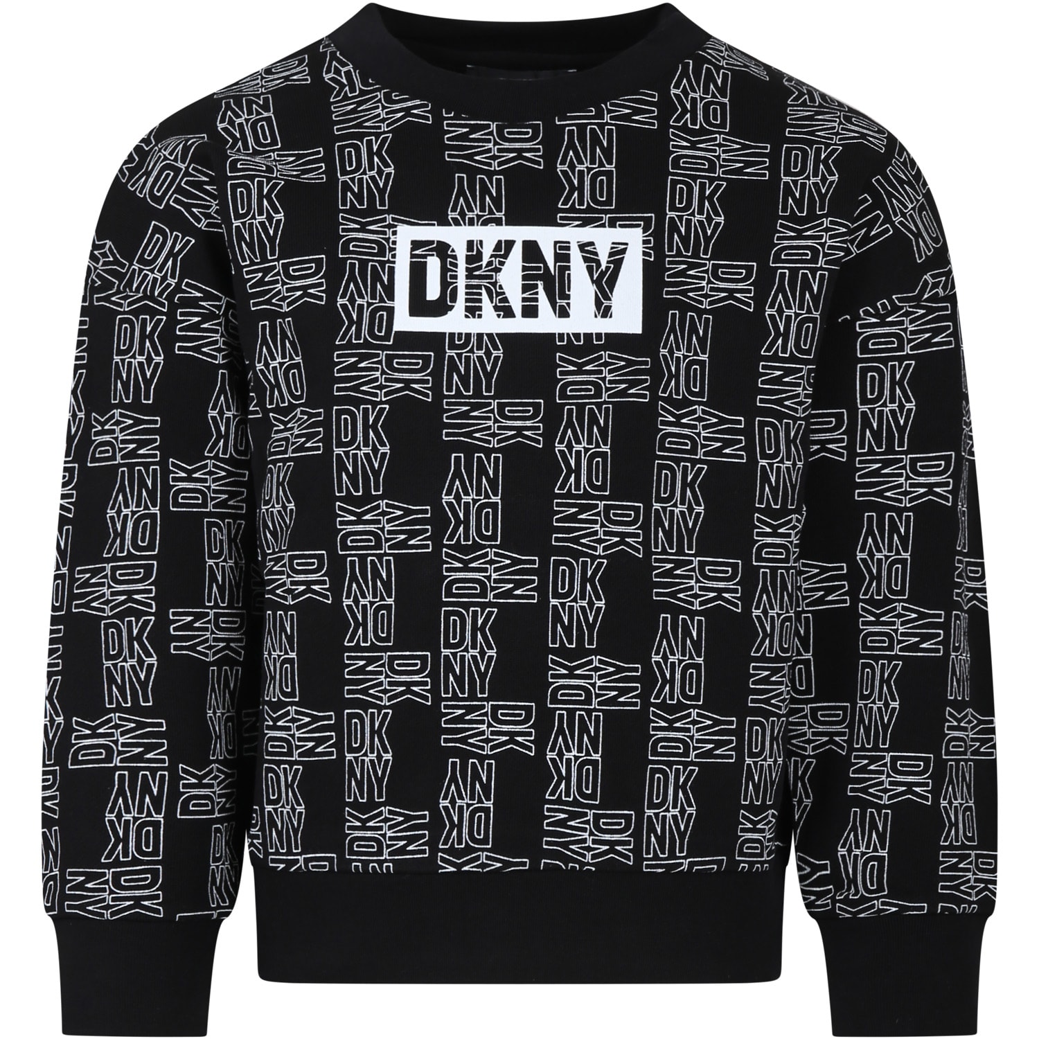 DKNY Black Sweatshirt For Kids With Logo