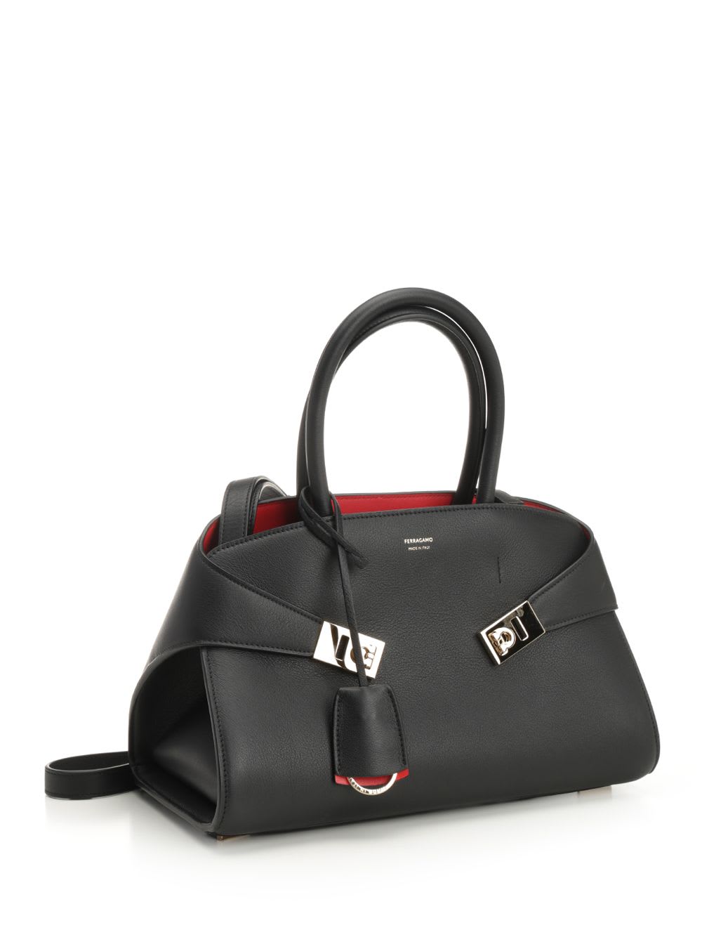 Ferragamo Two-tone Hug Handbag In Black