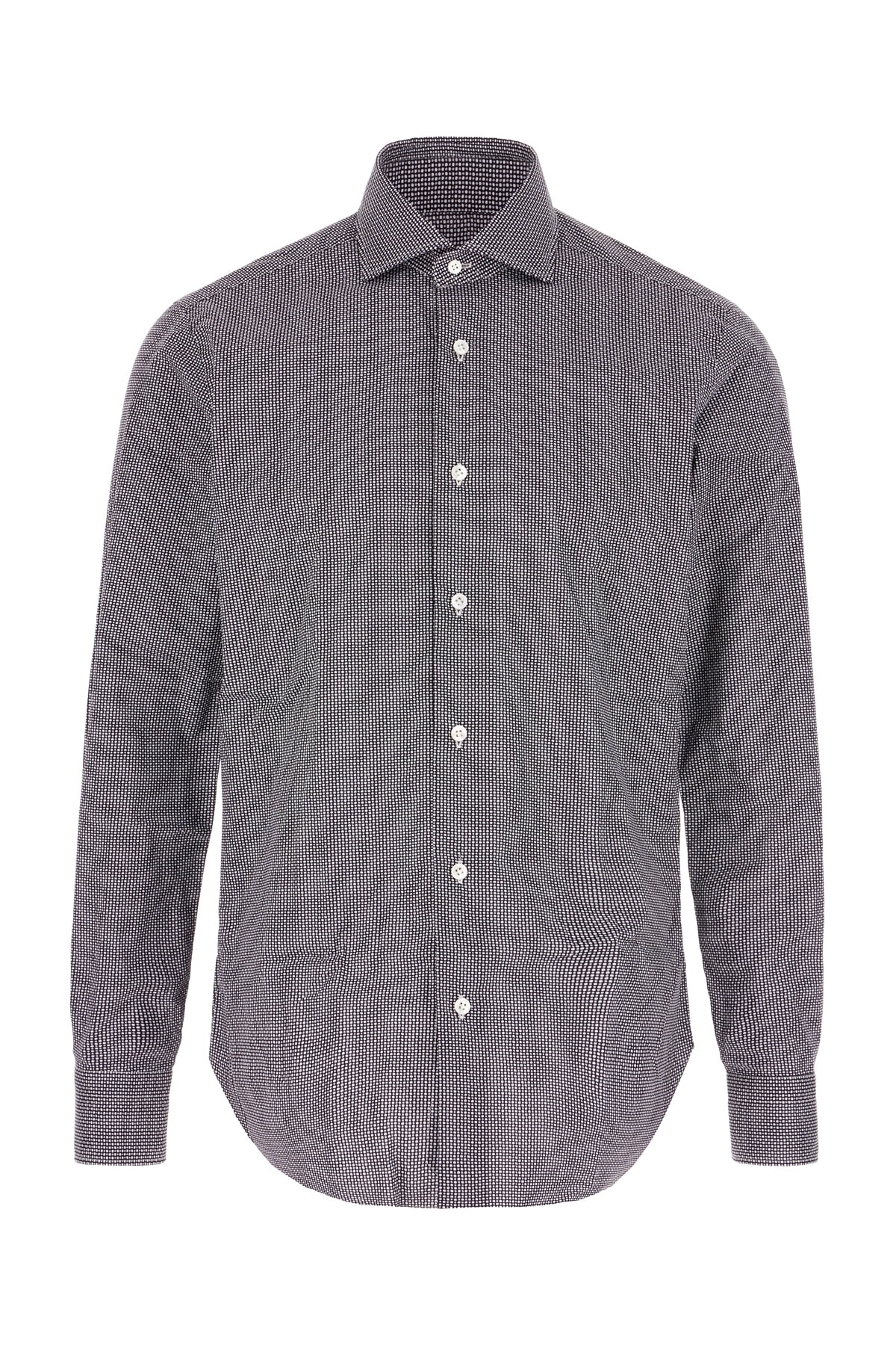 Barba Napoli Printed Poplin Shirt In Gray