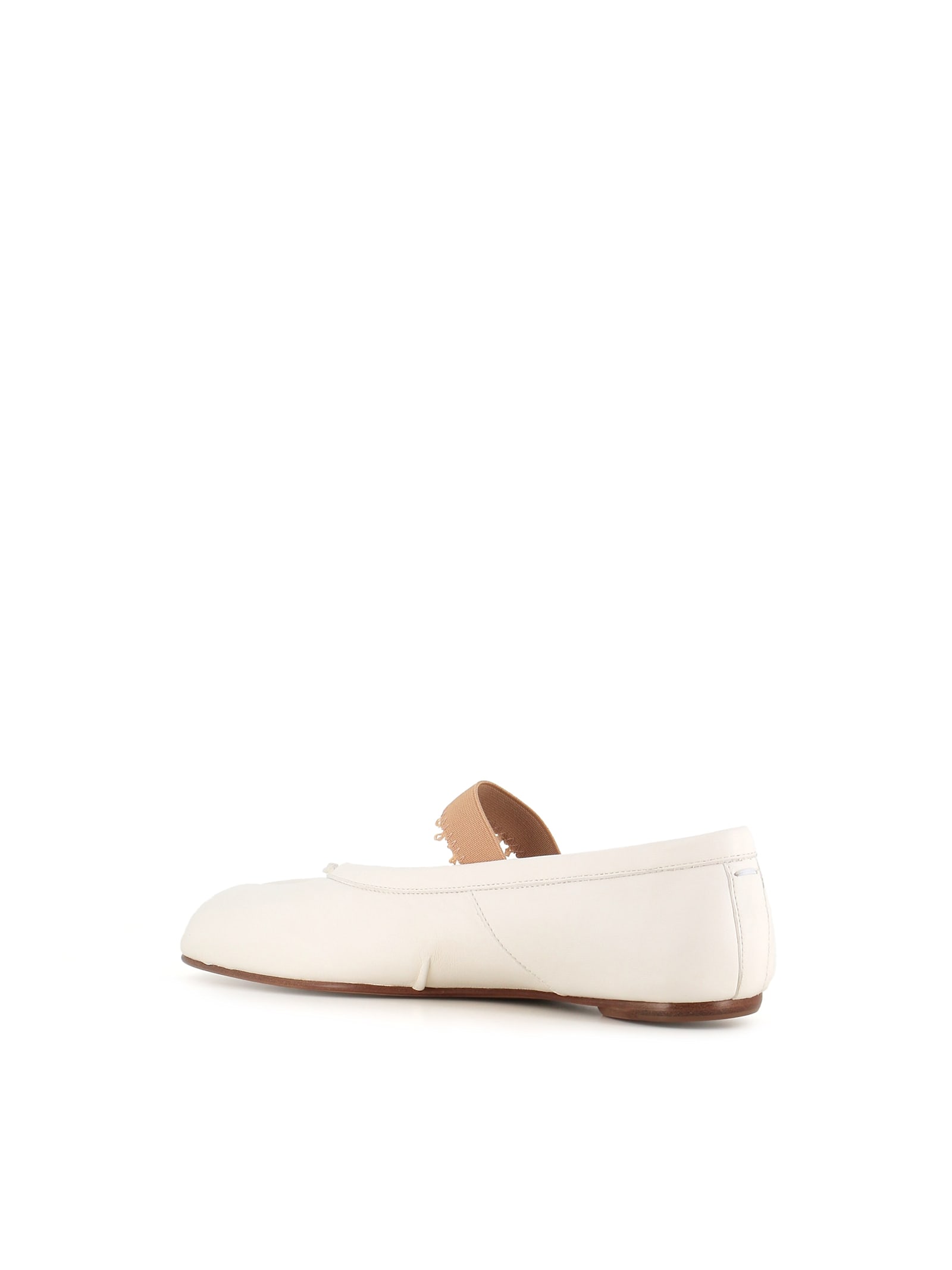 Maison Margiela Ivory Lamb Leather Ballerinas With Delicate Instep Strap