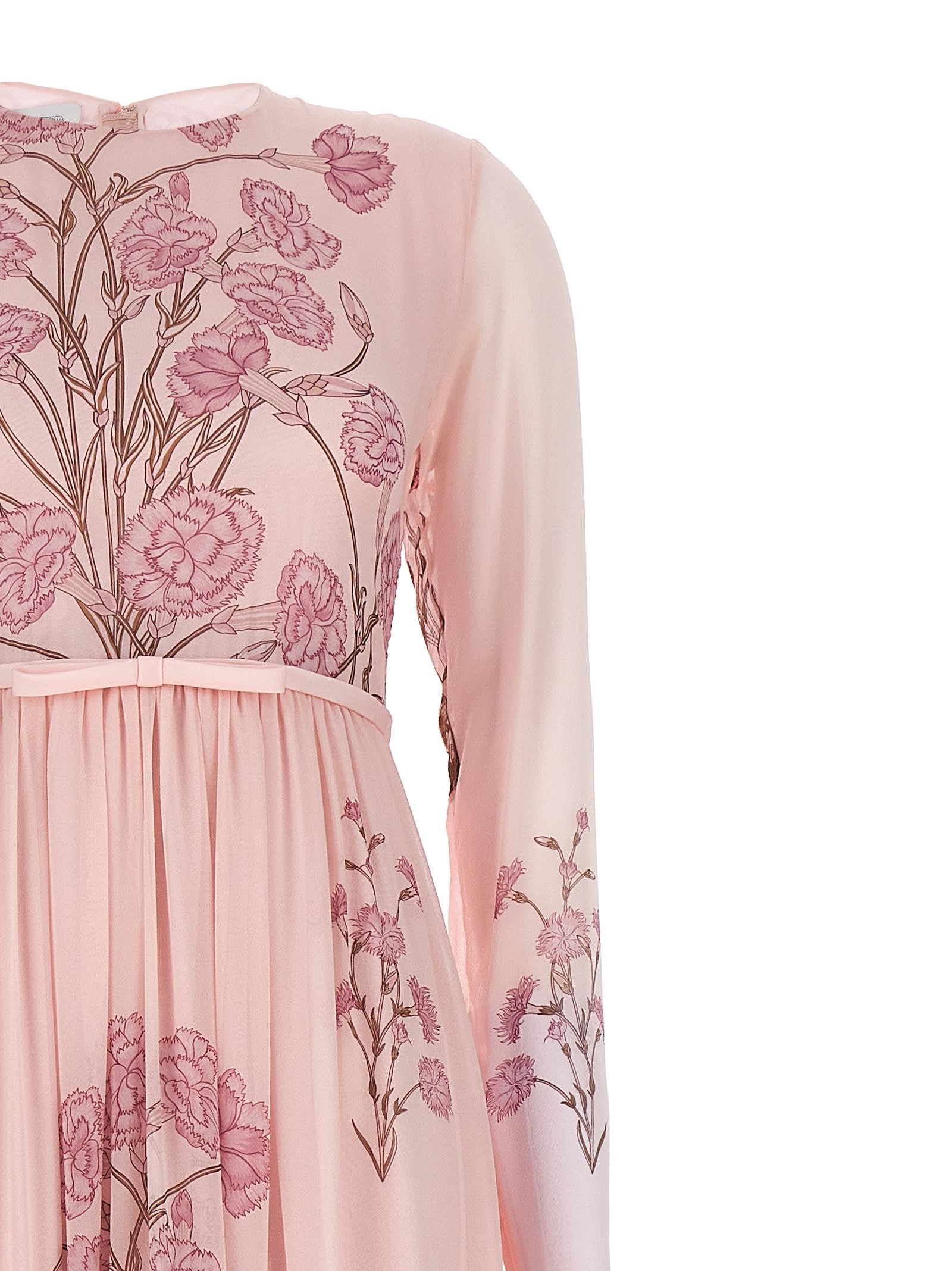 Shop Giambattista Valli Mini Carnation Bouquets Long Dress In Pink