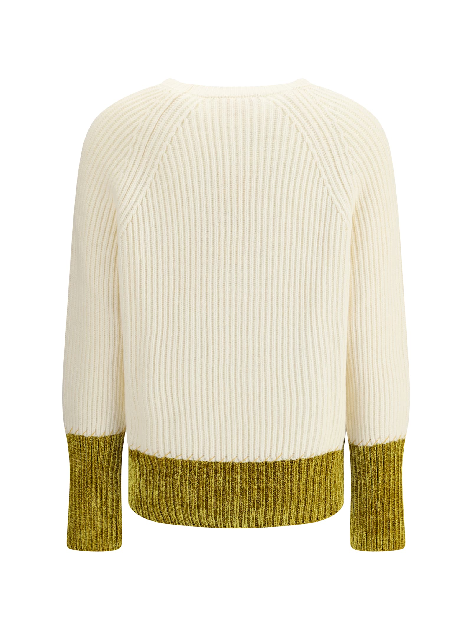 Marni Relaxed Fit Roundneck Knit Sweater With Ribbed Texture In Neutral