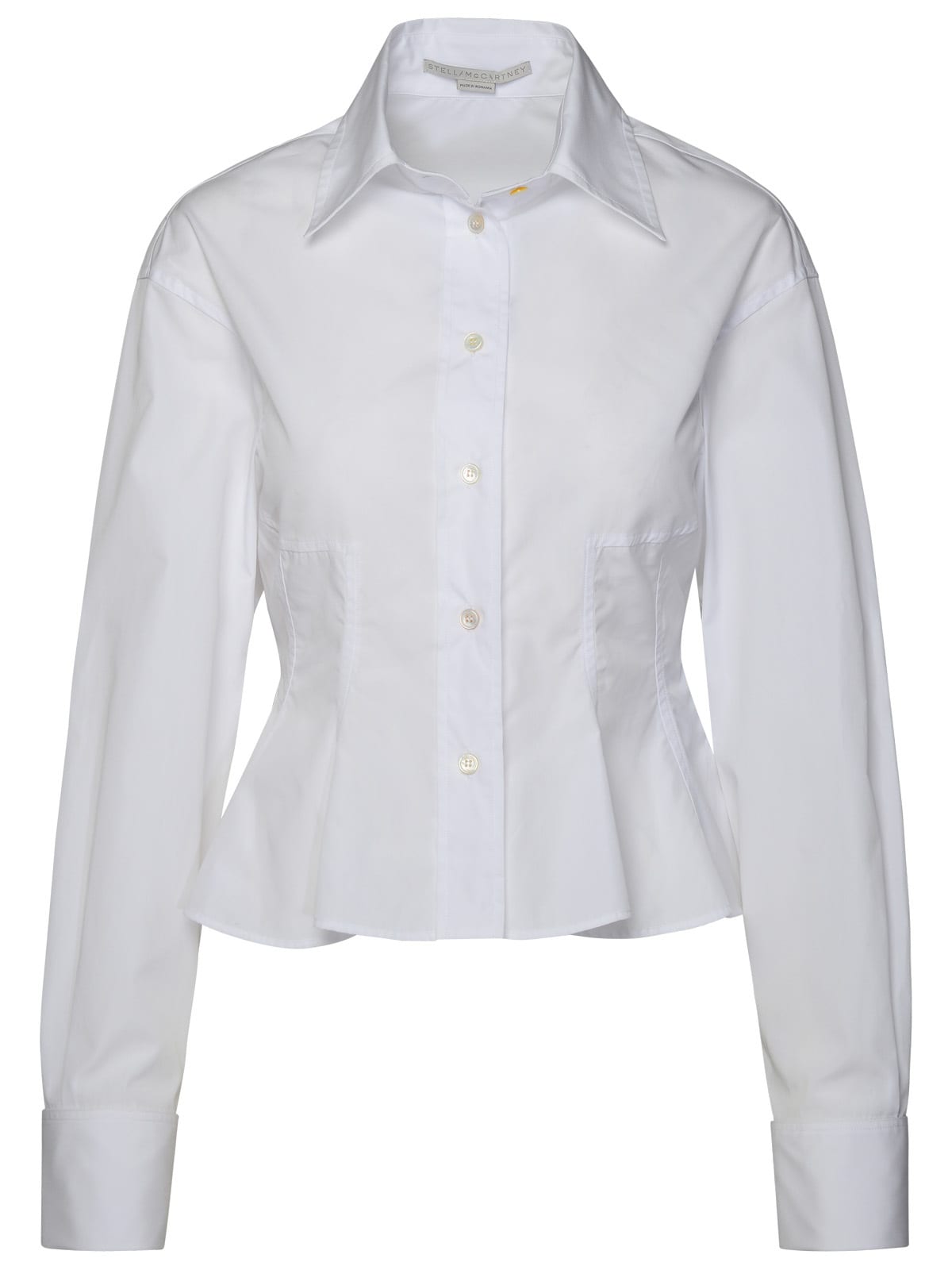 Shop Stella Mccartney Peplum White Organic Cotton Shirt In Bianco