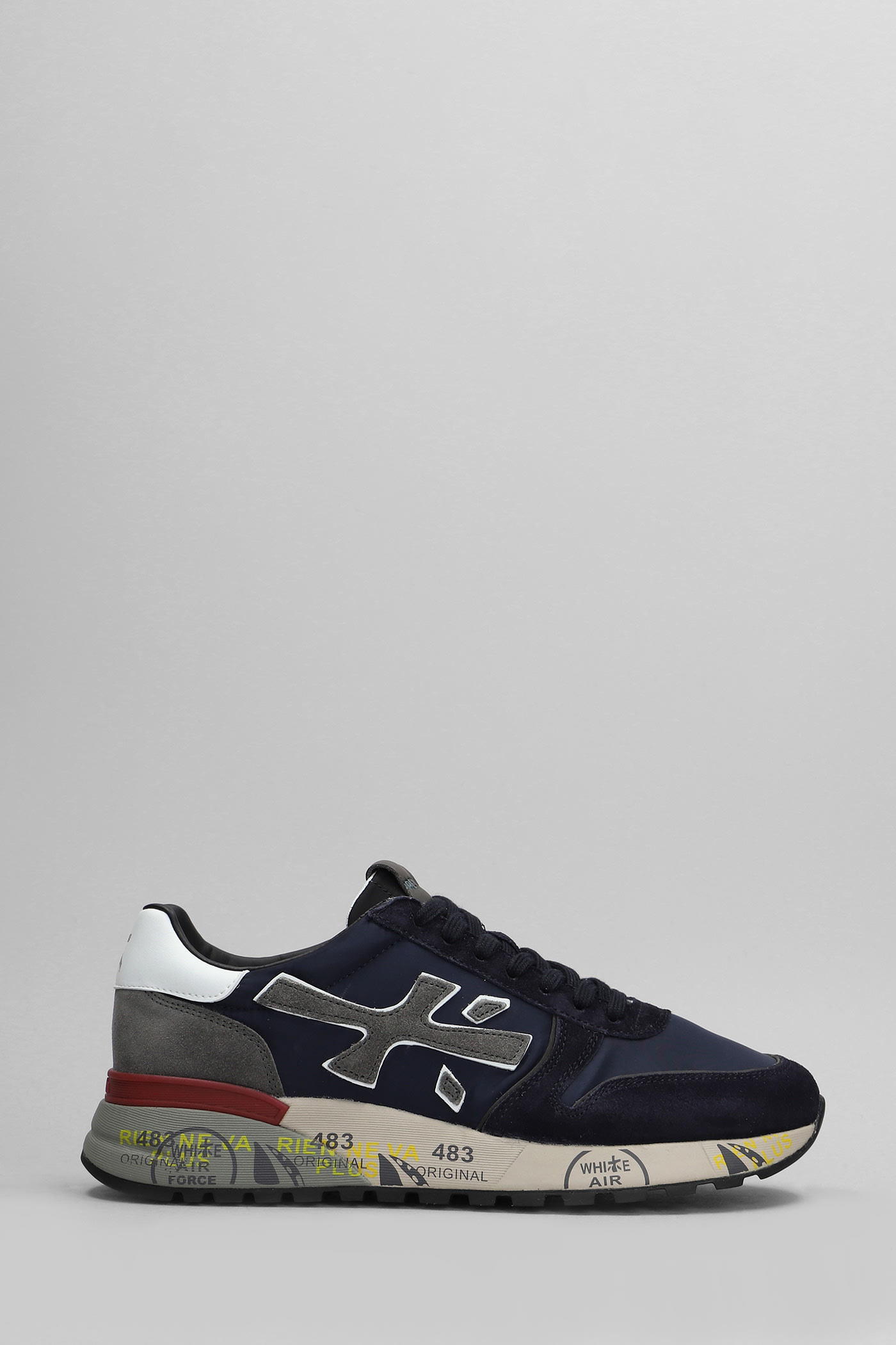 Shop Premiata Mick Sneakers In Blue Suede And Fabric