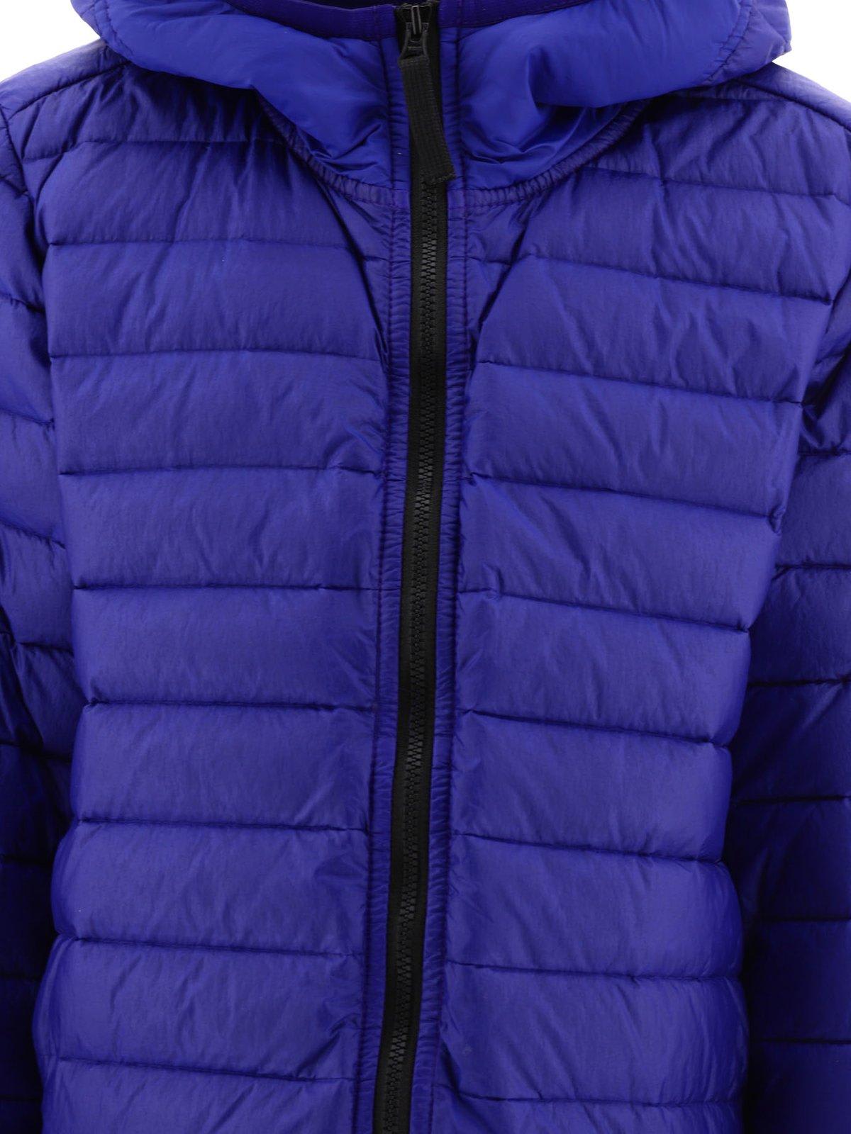 Shop Stone Island Compass-motif Zipped Padded Jacket In Blue
