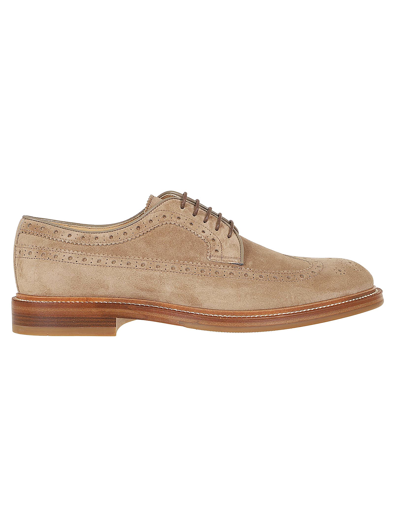 Shop Brunello Cucinelli Pair Of Laced Shoes In Noisette