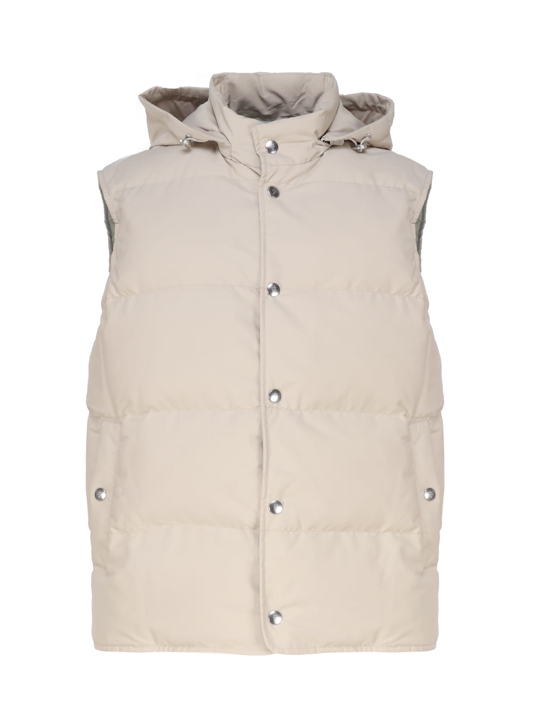 Shop Eleventy Padded Vest With Hood In Beige