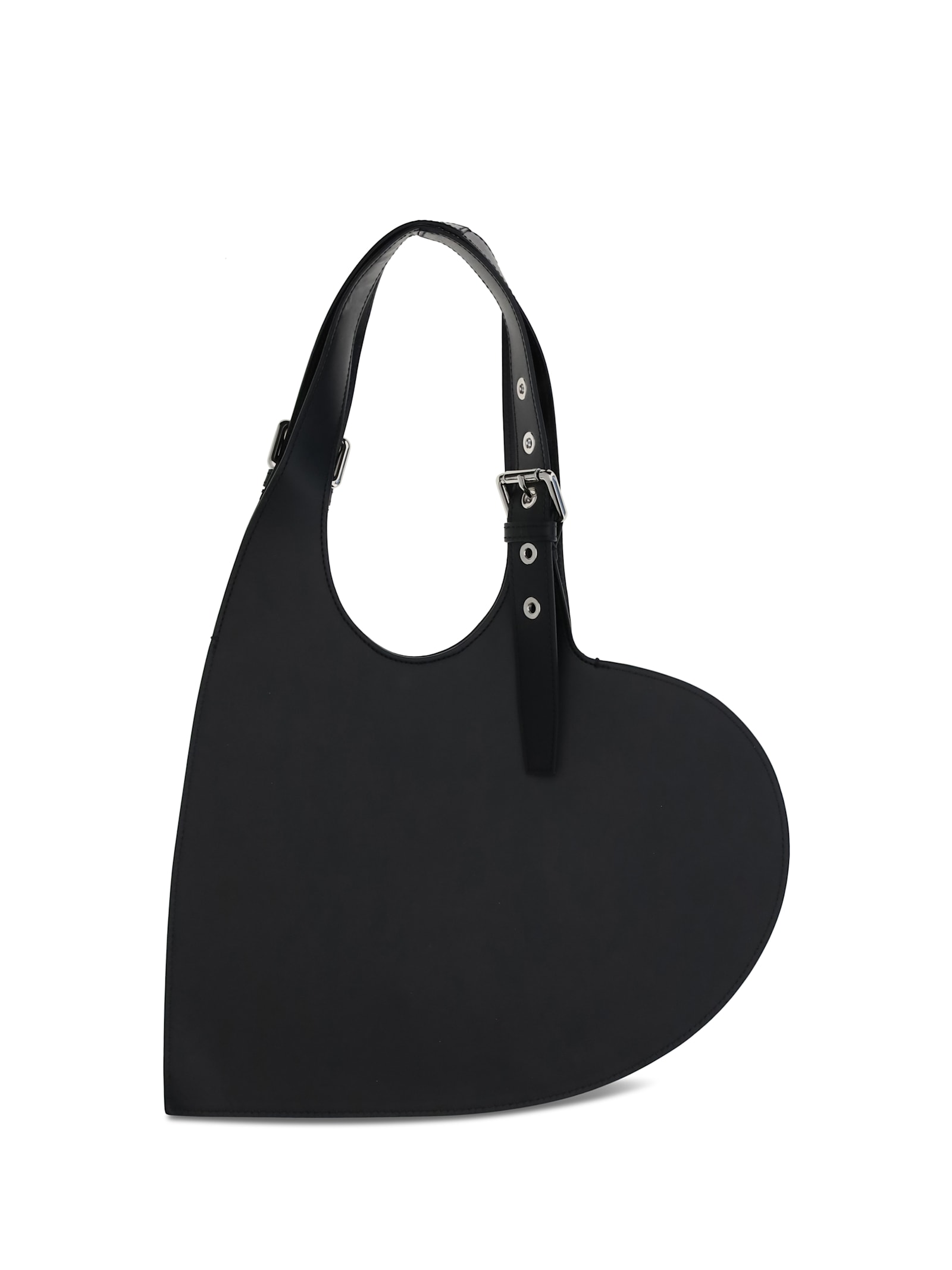 Coperni Heart-shaped Black Calf Leather Tote With Adjustable Handle In Black