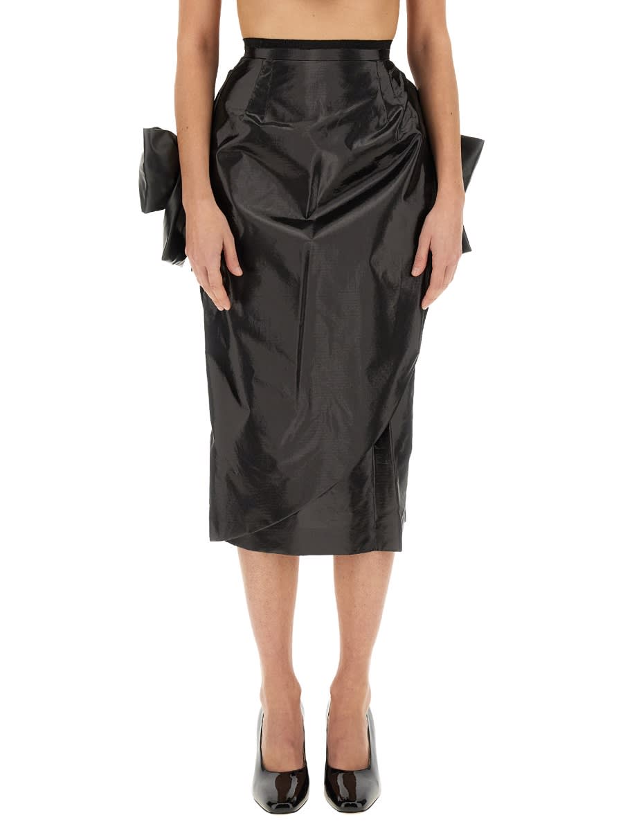 Maison Margiela Bow-detail Pencil Midi Skirt In Black