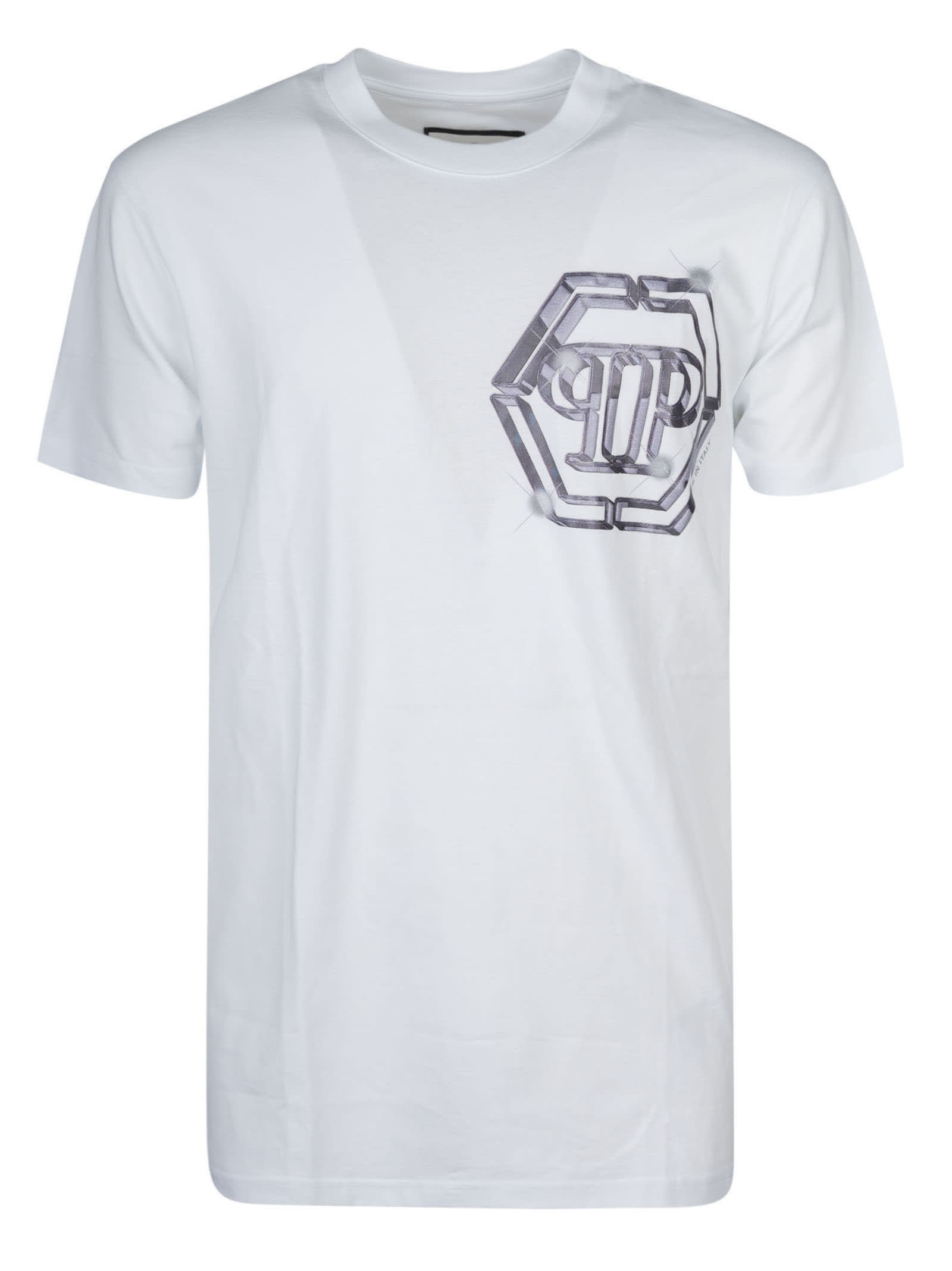 Shop Philipp Plein Pp Glass Round Neck T-shirt In White