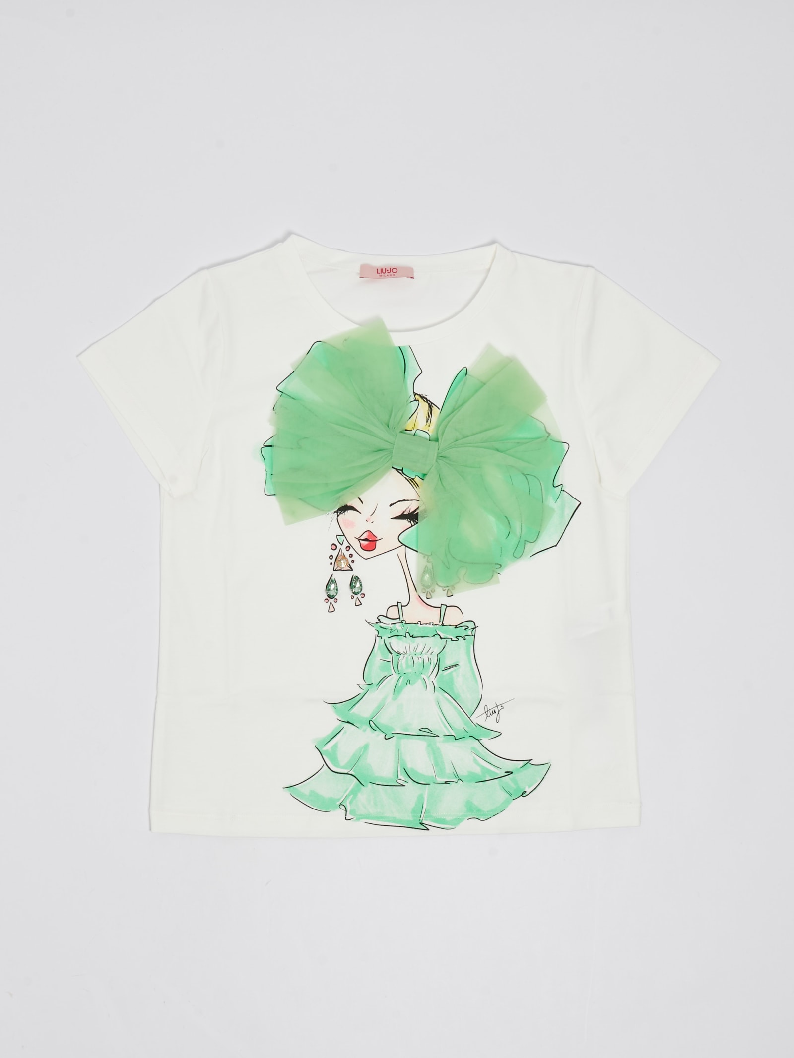 Shop Liu •jo T-shirt T-shirt In Bianco-verde