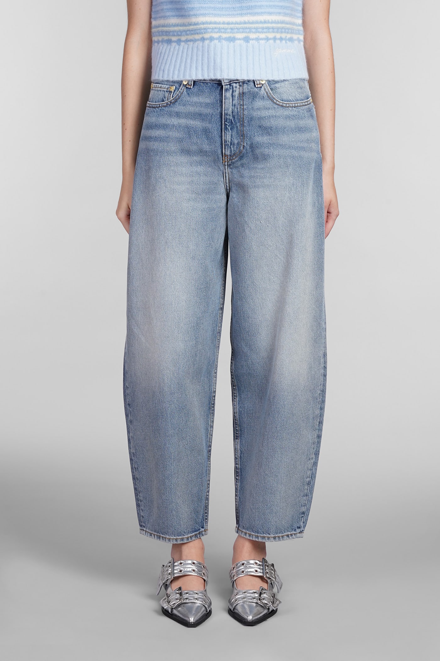 Shop Ganni Stary Jeans In Blue Cotton