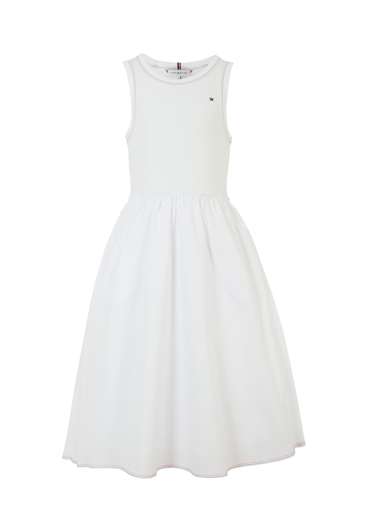 Tommy Hilfiger White Dress For Girl With Flag In White