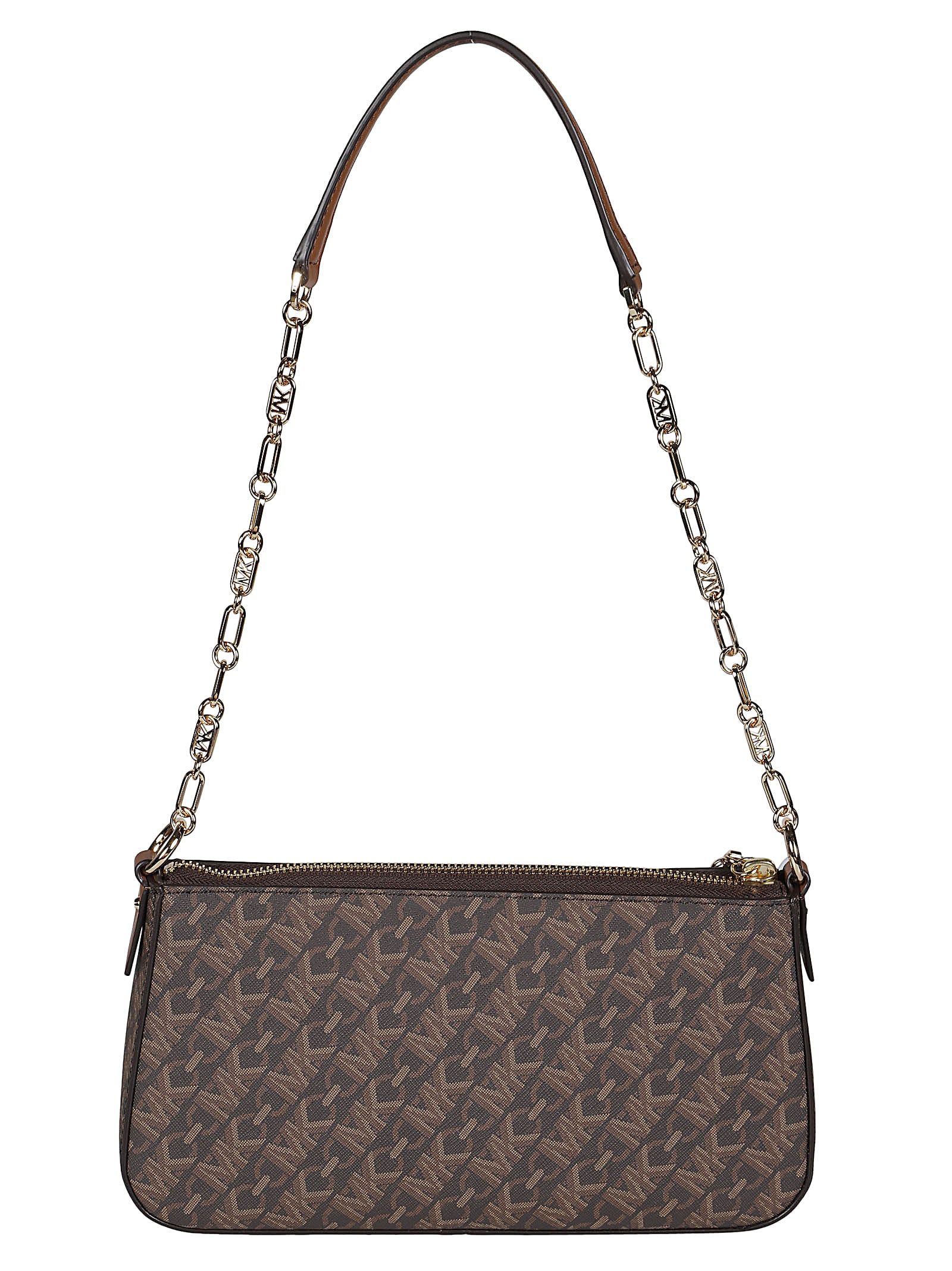 Shop Michael Kors Medium Empire Chain Pouchette In Brown/luggage