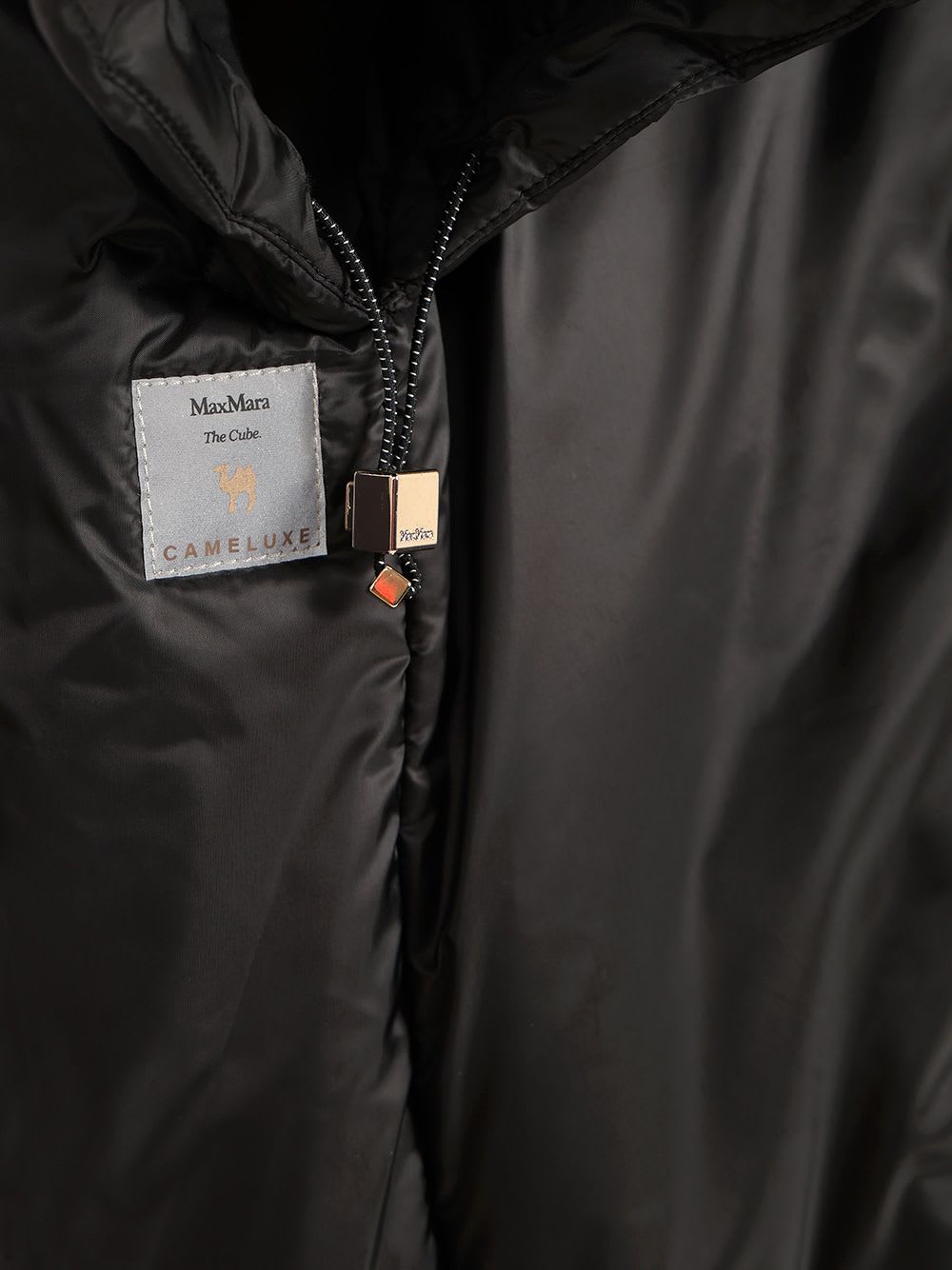 Max Mara The Cube Black Greenci Hooded Padded Cape In Black
