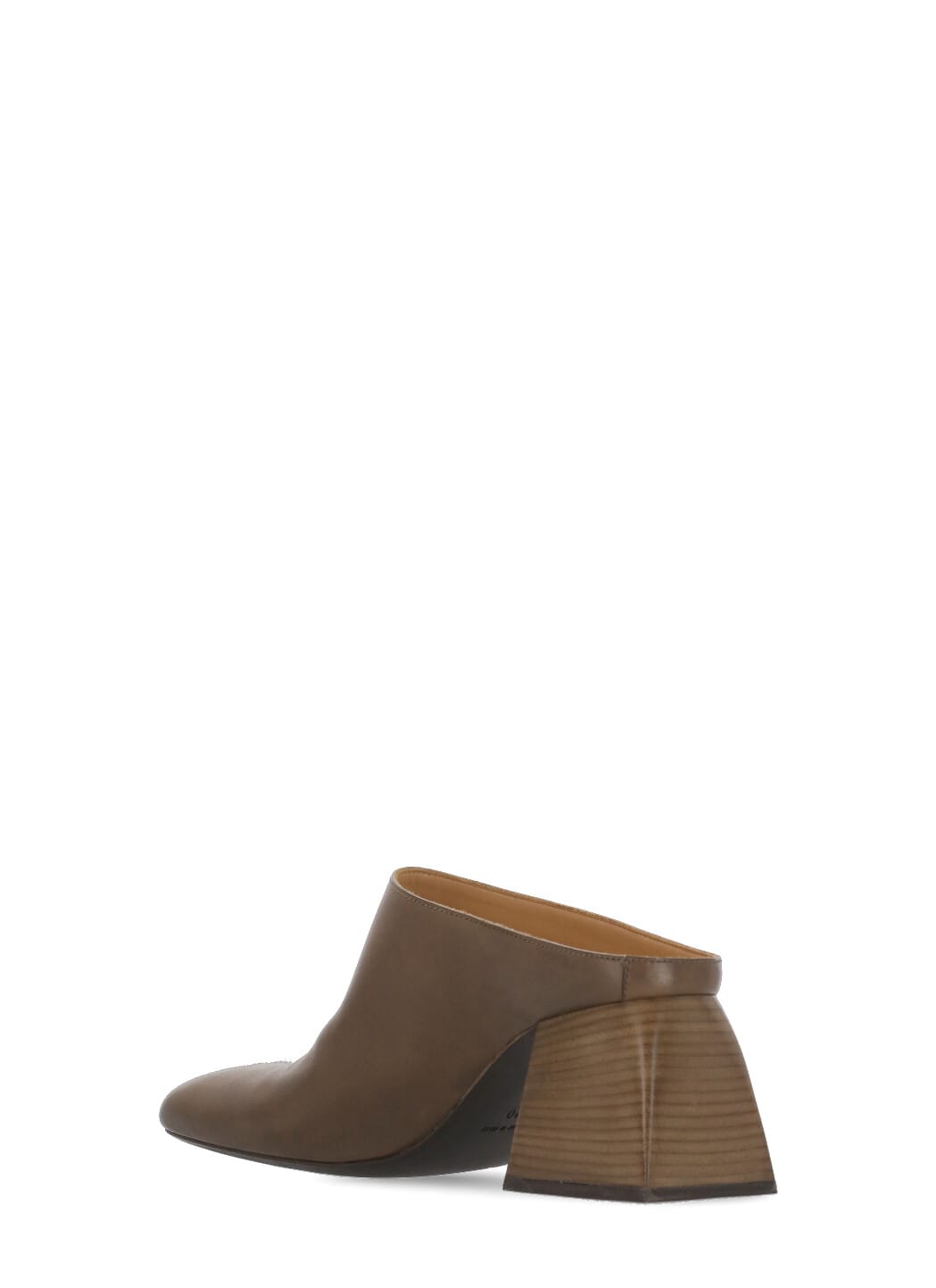 Uma Wang Leather Block Heel Mules With Squared Toe In Brown