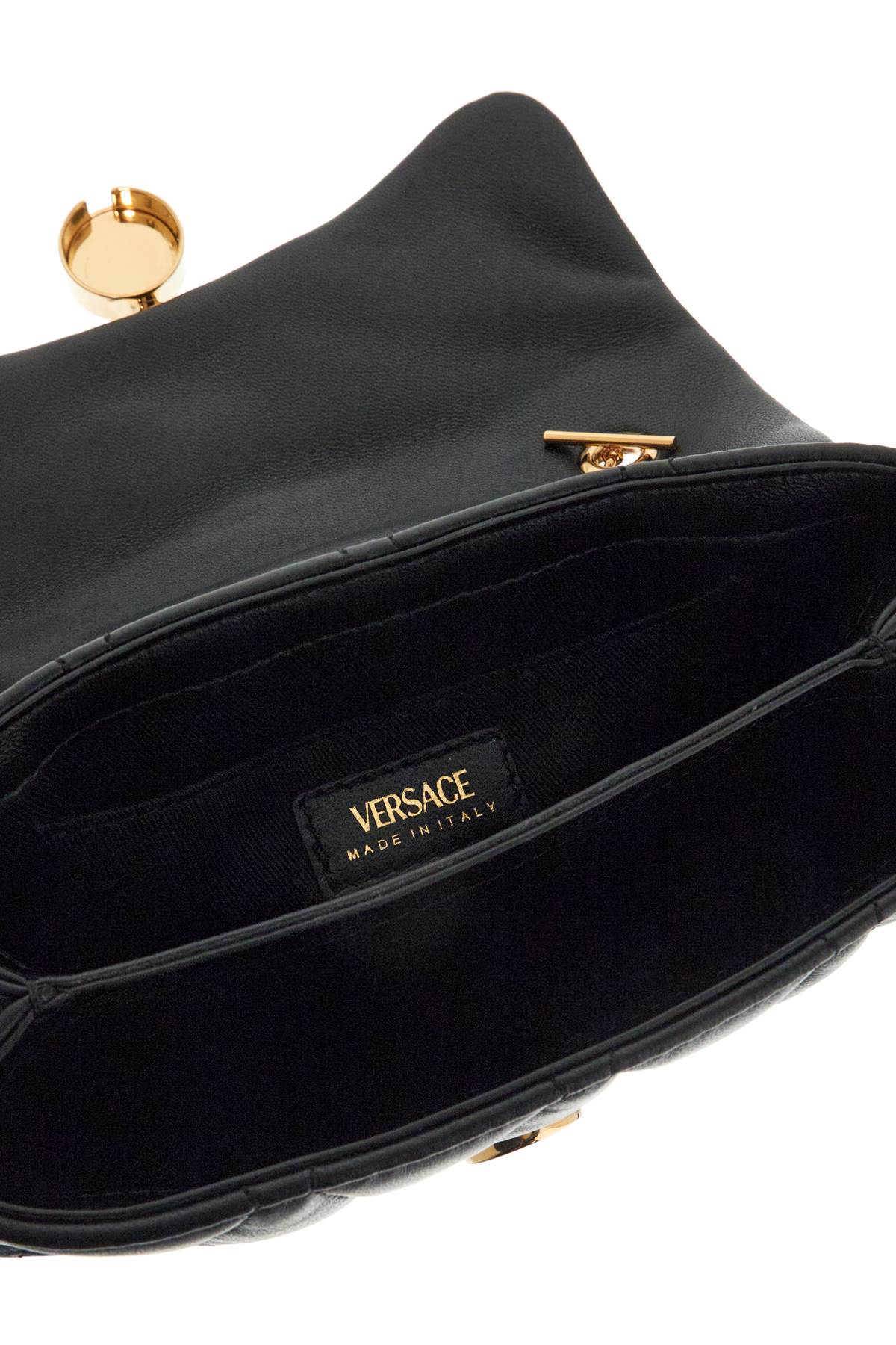 Versace Mini Nappa Kleo Bag In In Black- Gold