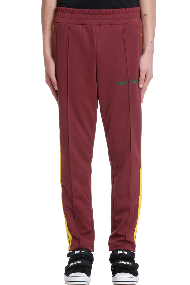 Palm Angels College Pants In Bordeaux Polyester