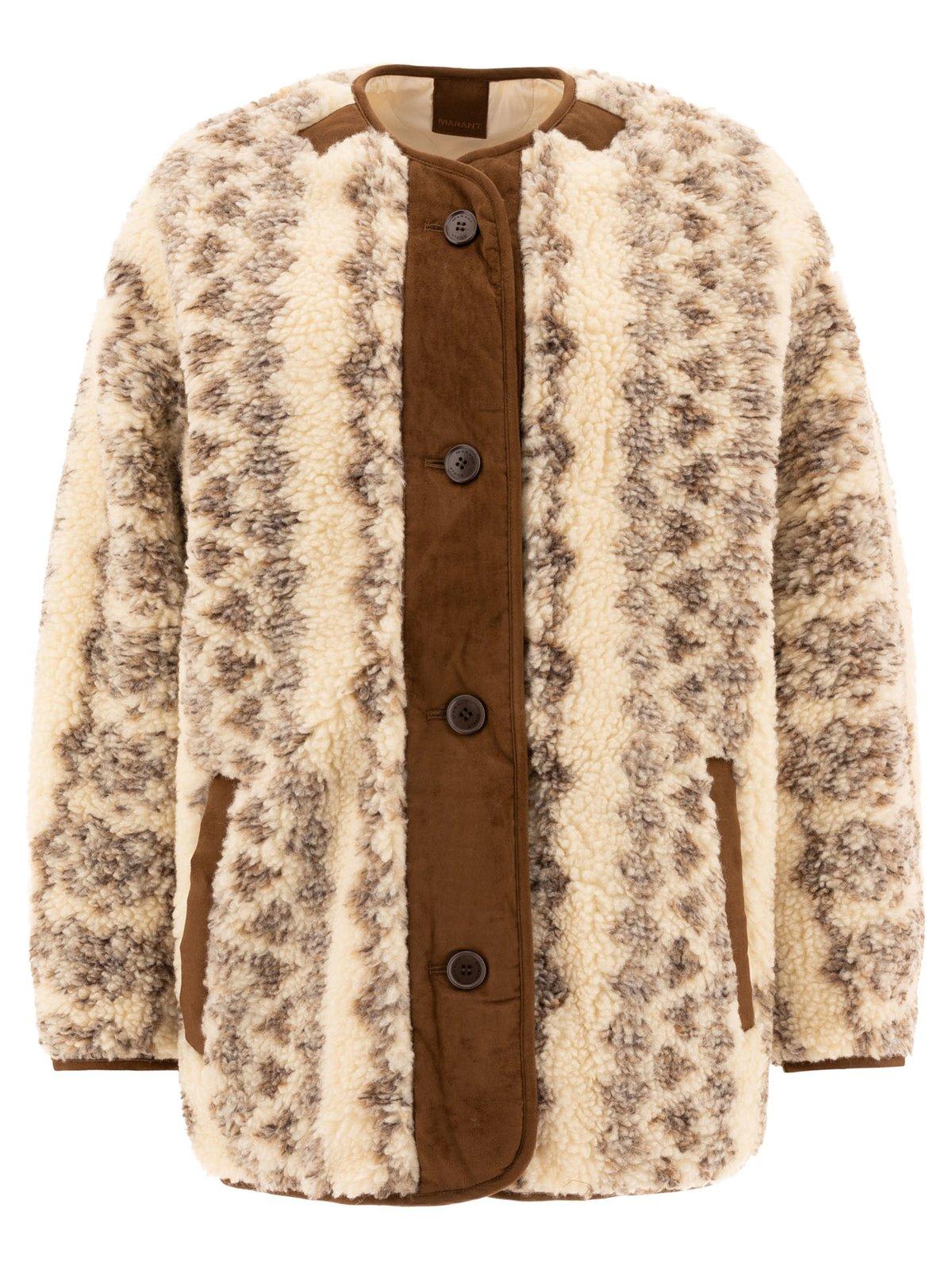 Shop Isabel Marant Memma Reversible Jacket In Ecru/brown