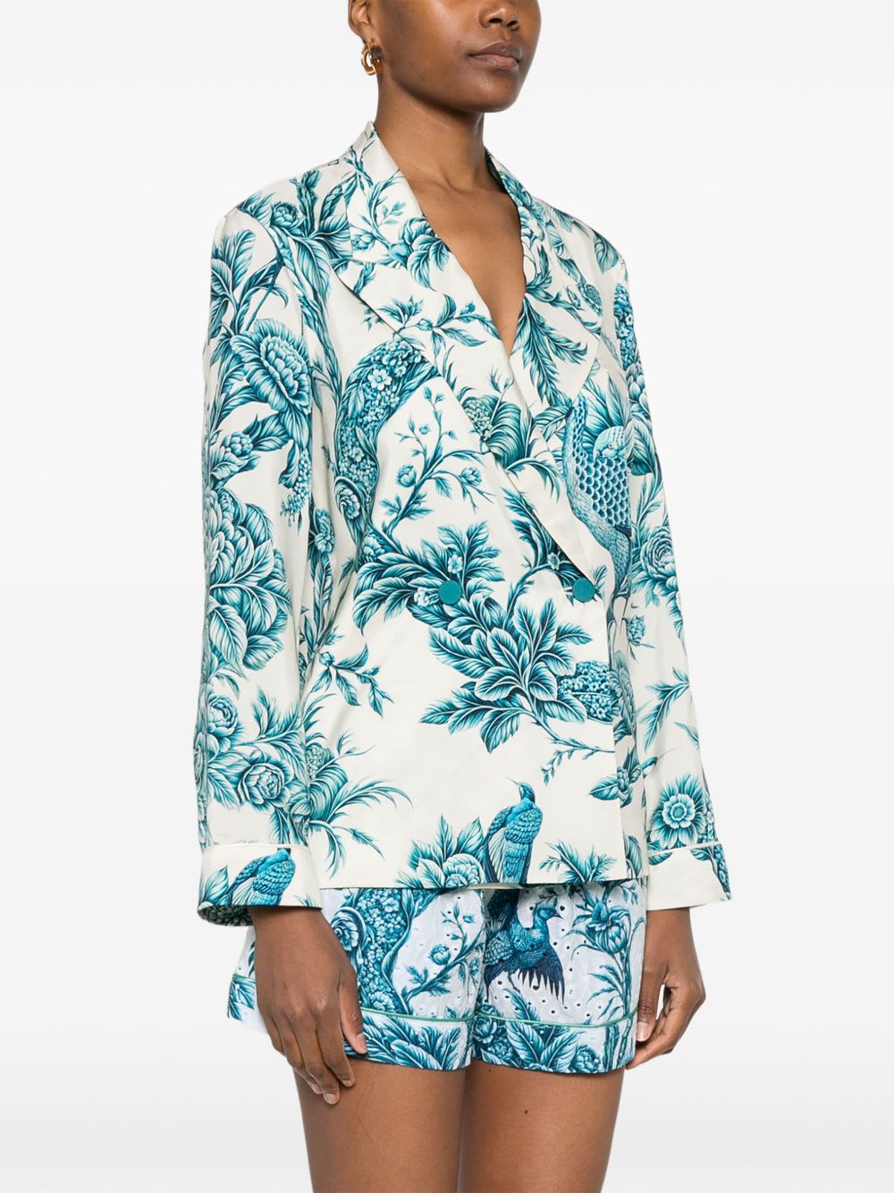 F.r.s For Restless Sleepers Printed Silk Shirt In Blue