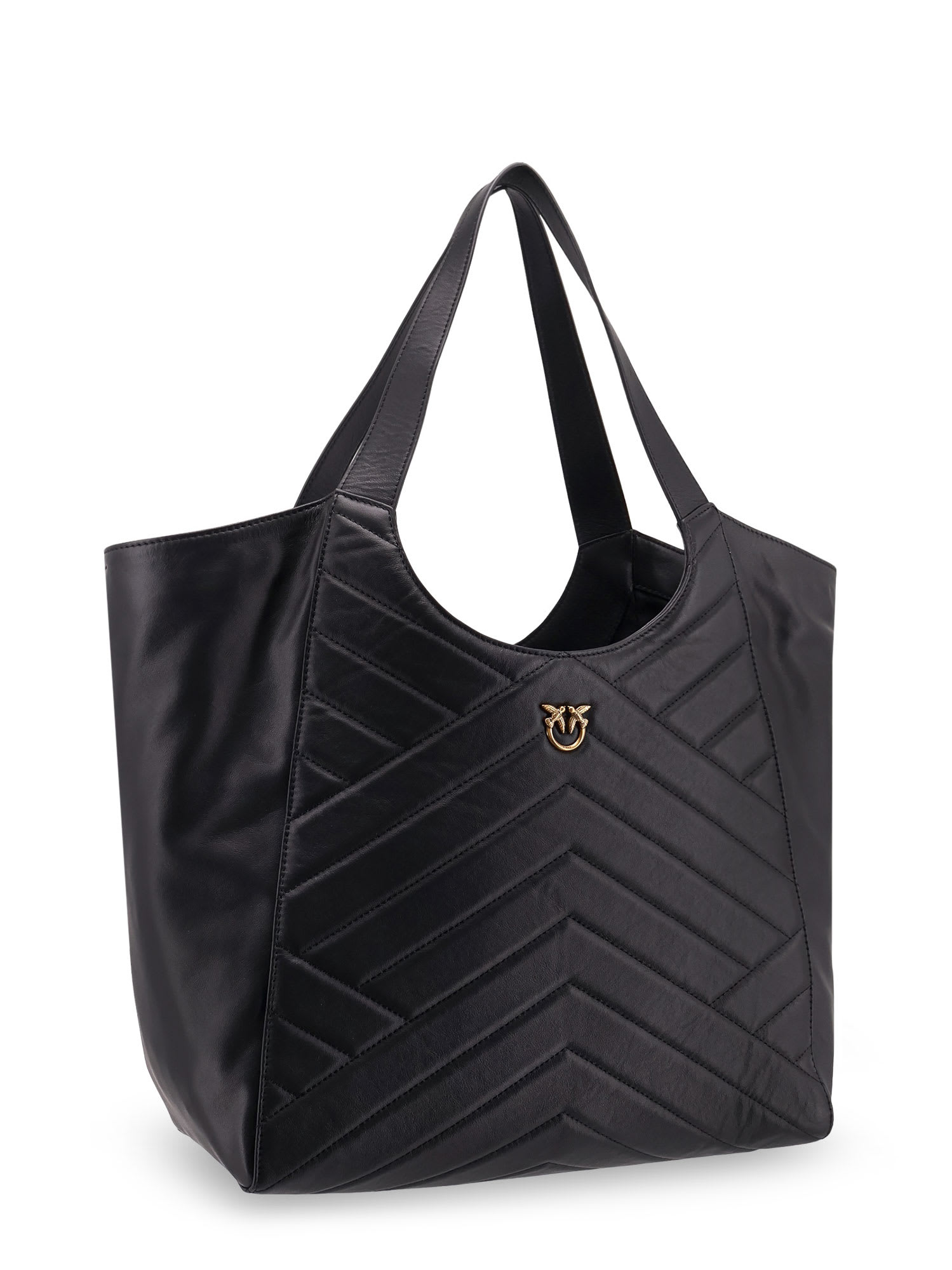 Pinko Quilted Chevron Dual Handle Shoulder Bag In Black