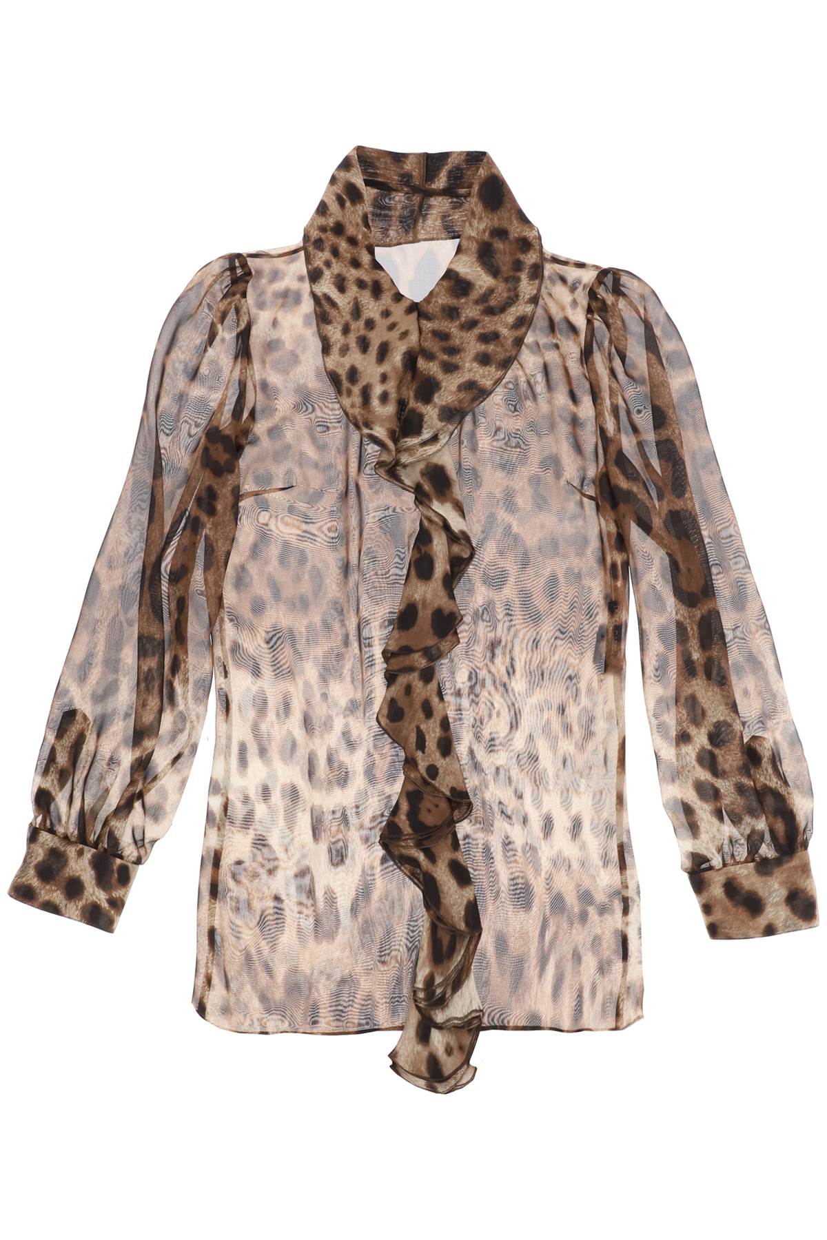 Dolce & Gabbana Leopard Print Chiffon Blouse In Leo New (beige)