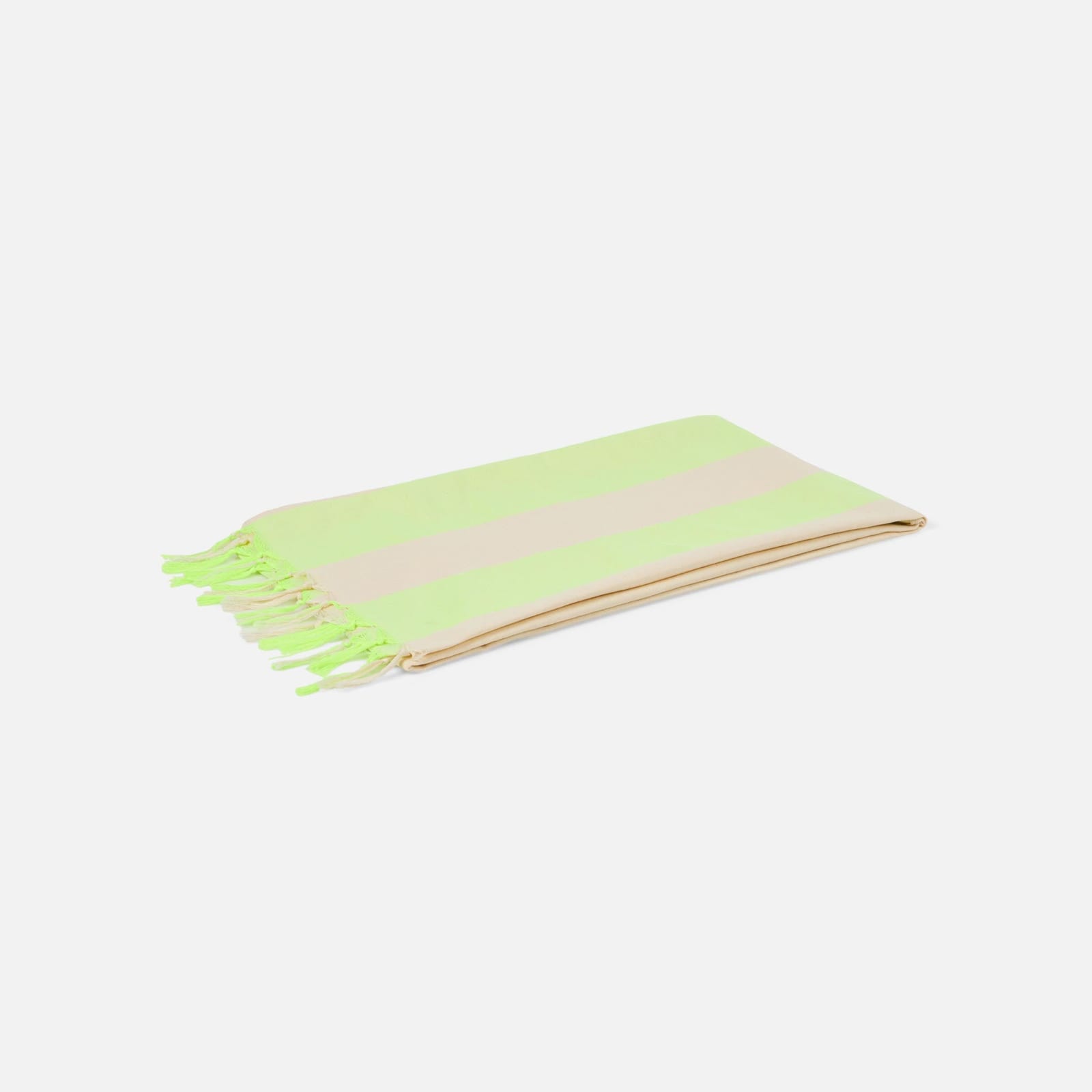Shop Mc2 Saint Barth Lightweight Cotton Fouta With White And Fluo Yellow Stripes