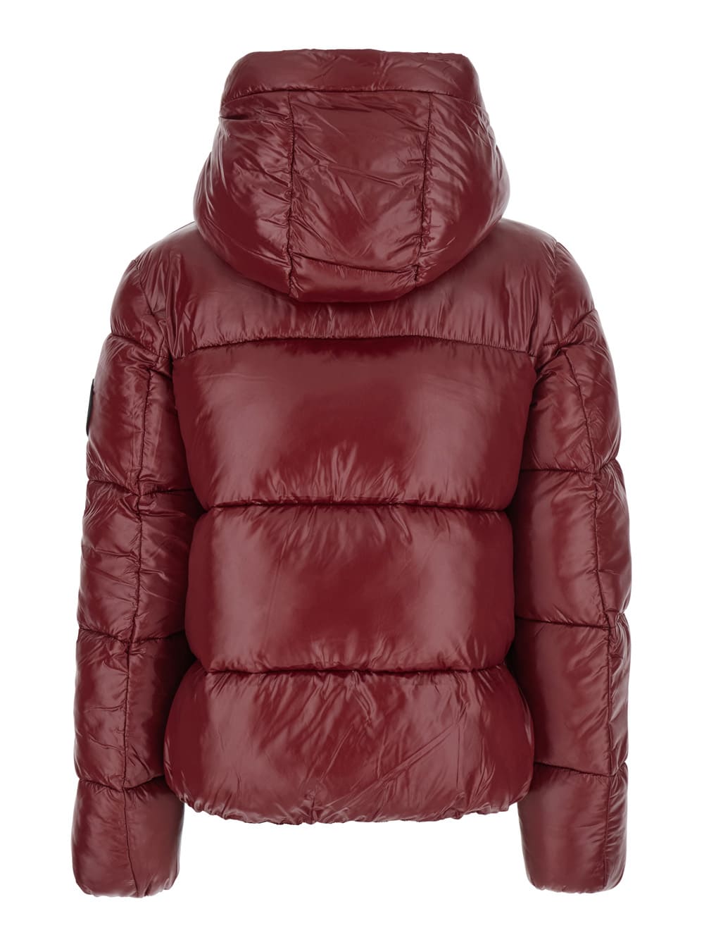 Save The Duck Hooded Puffer Jacket In Burgundy