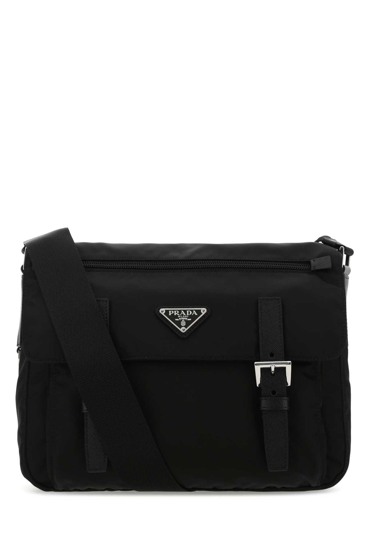 Shop Prada Black Re-nylon Crossbody Bag In F0002