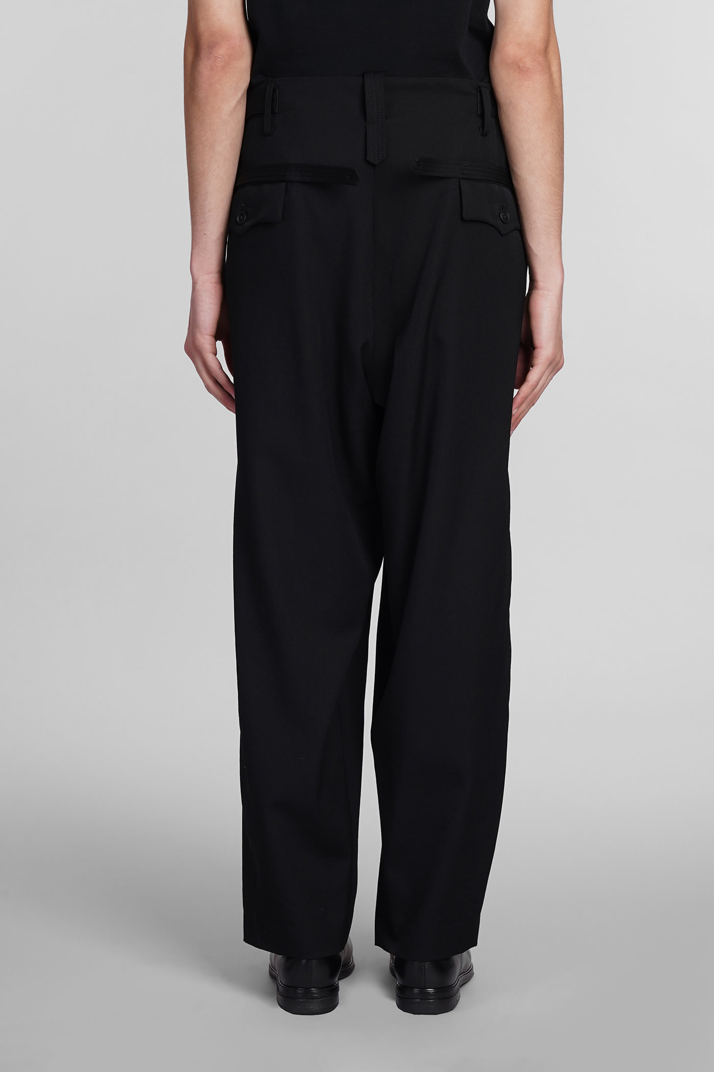 Shop Yohji Yamamoto Pants In Black Wool