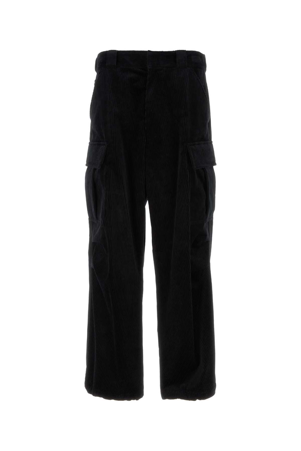 Shop Prada Black Corduroy Cargo Pant In Nero