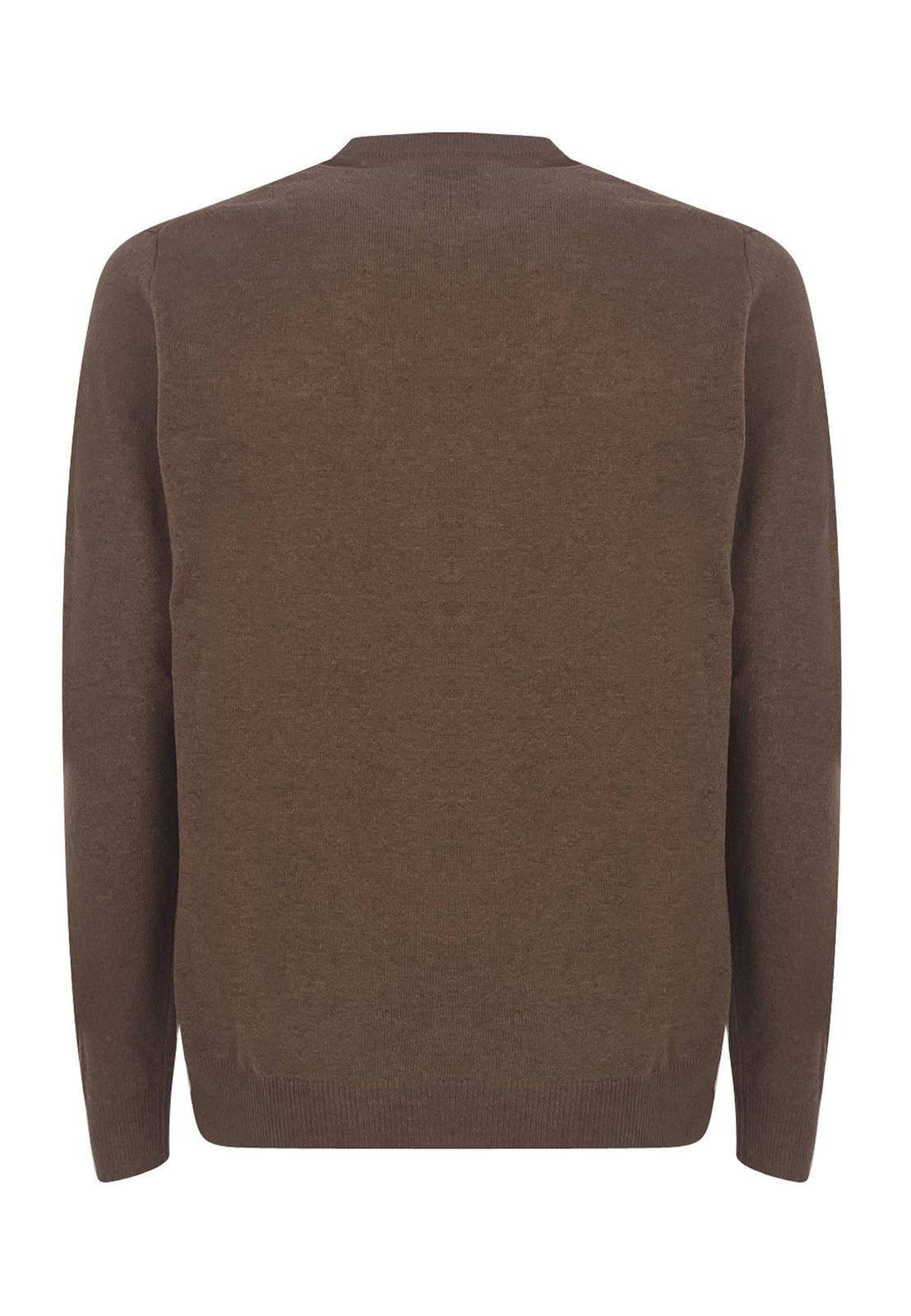 Shop Woolrich Logo Embroidered Crewneck Jumper In Dark Camel